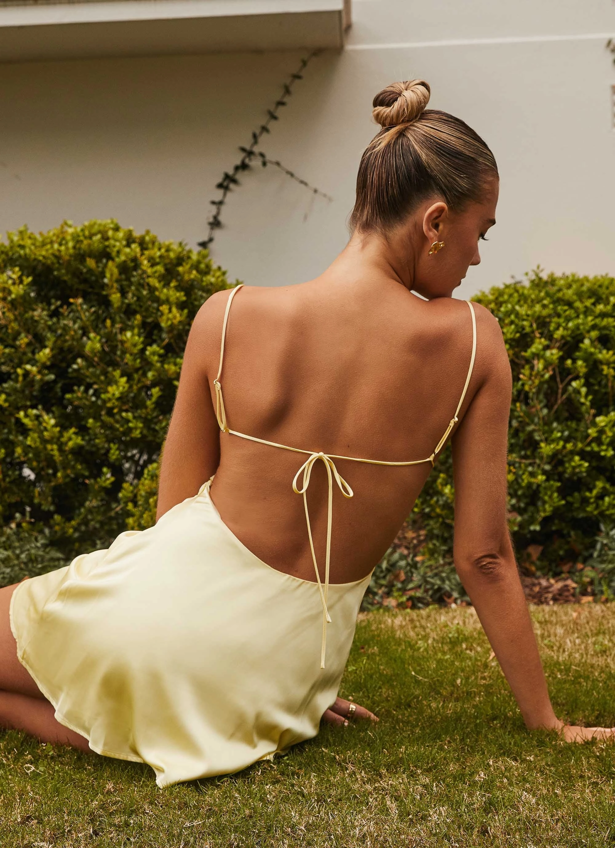 Comfortable shift dress Ayla Satin Mini Dress - Yellow