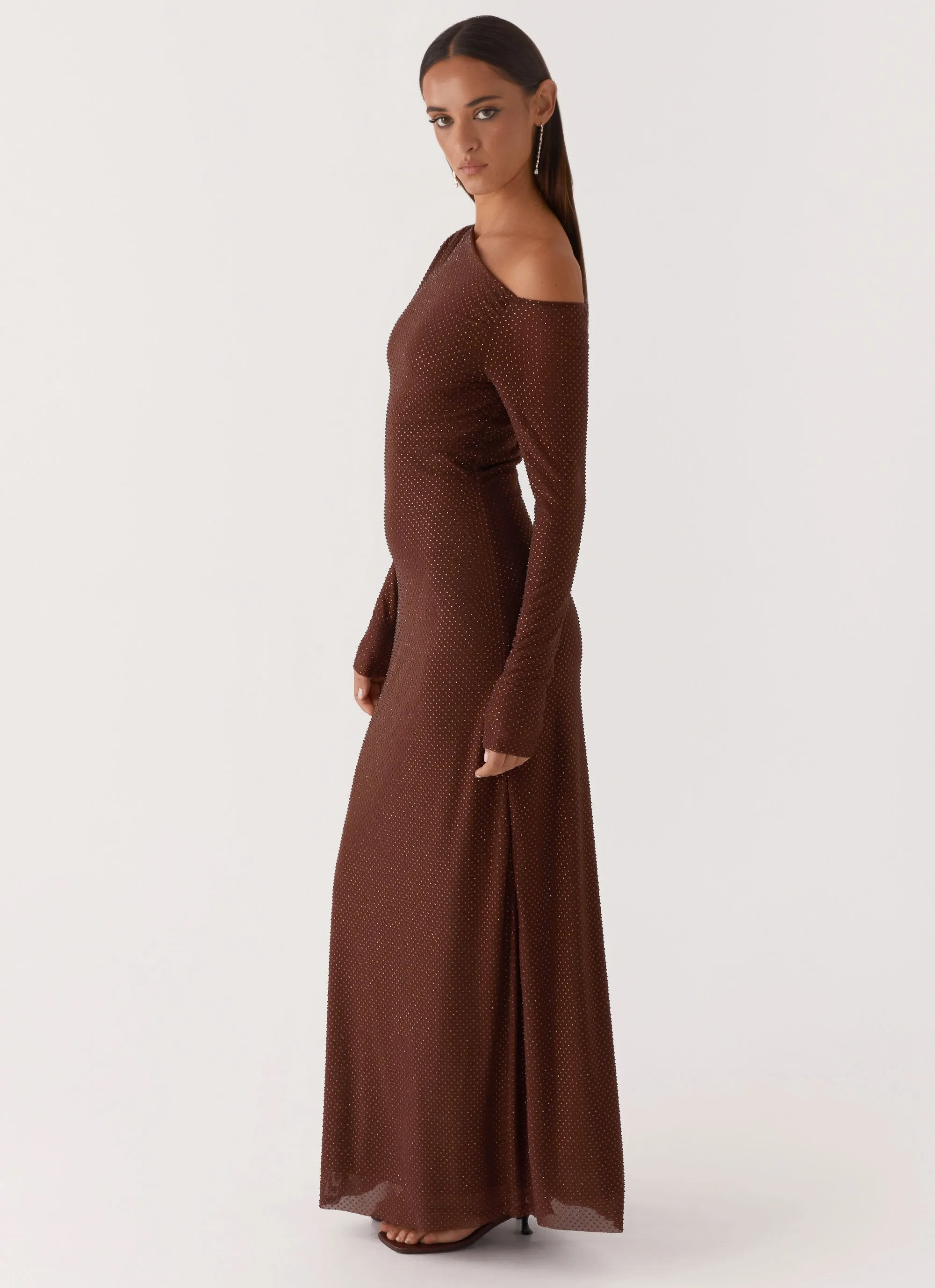 Oriana Sequin Maxi Dress - Chocolate Mesh Soft Fashion Option