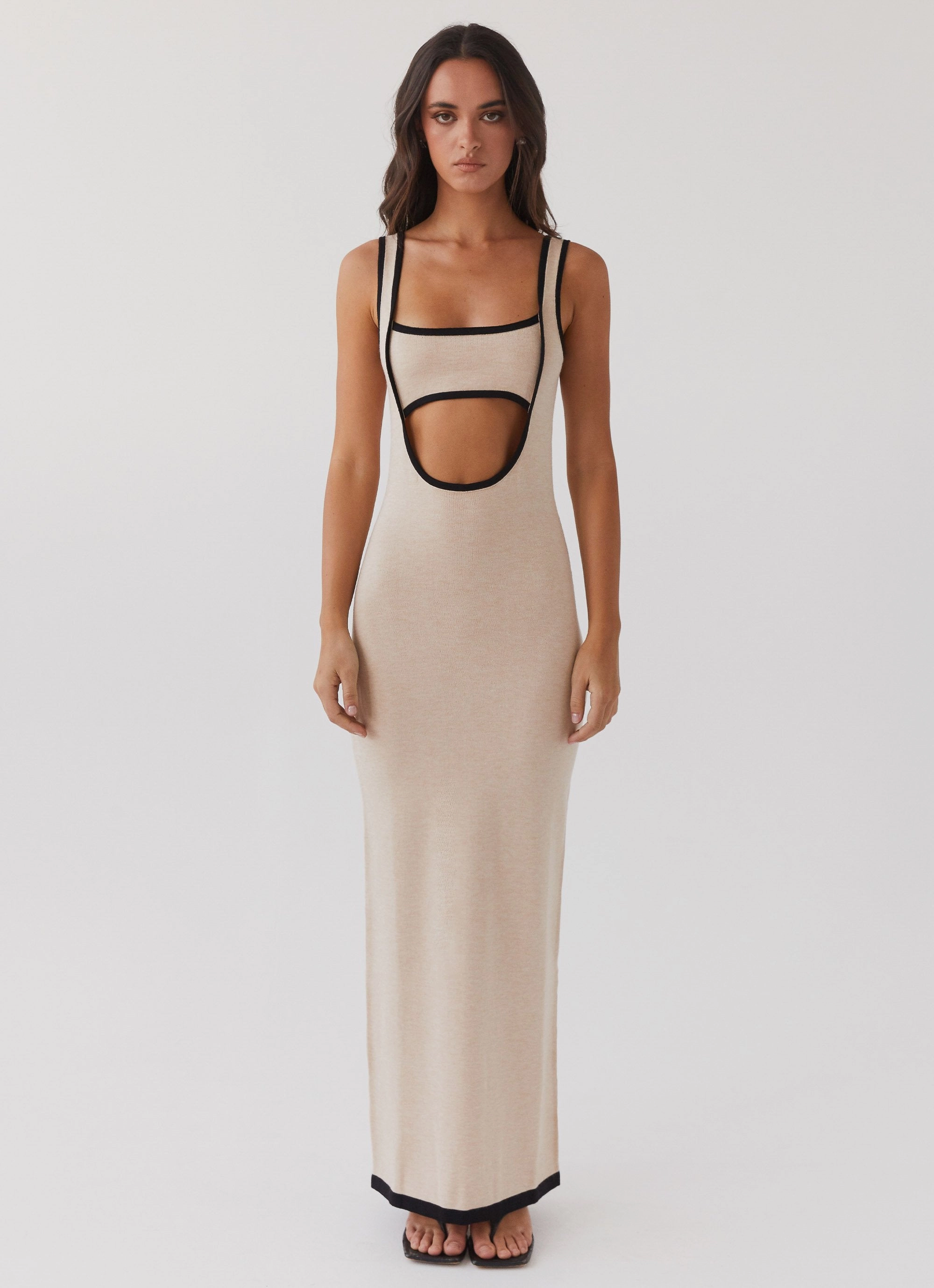 Elegant knee-length dress Everyday-Use Lost In Paris Knit Maxi Dress - Tapioca