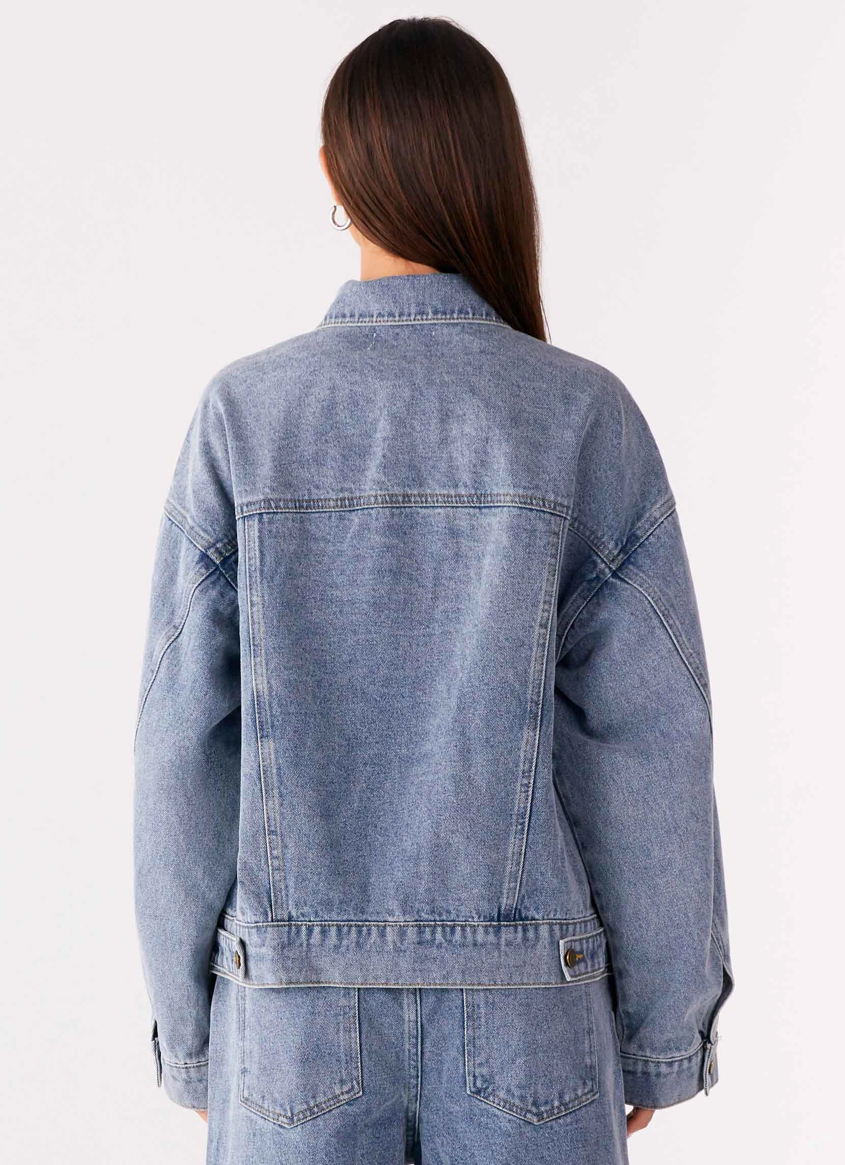 Orleans Oversized Denim Jacket - Blue Durable zipper pull Taped Seams