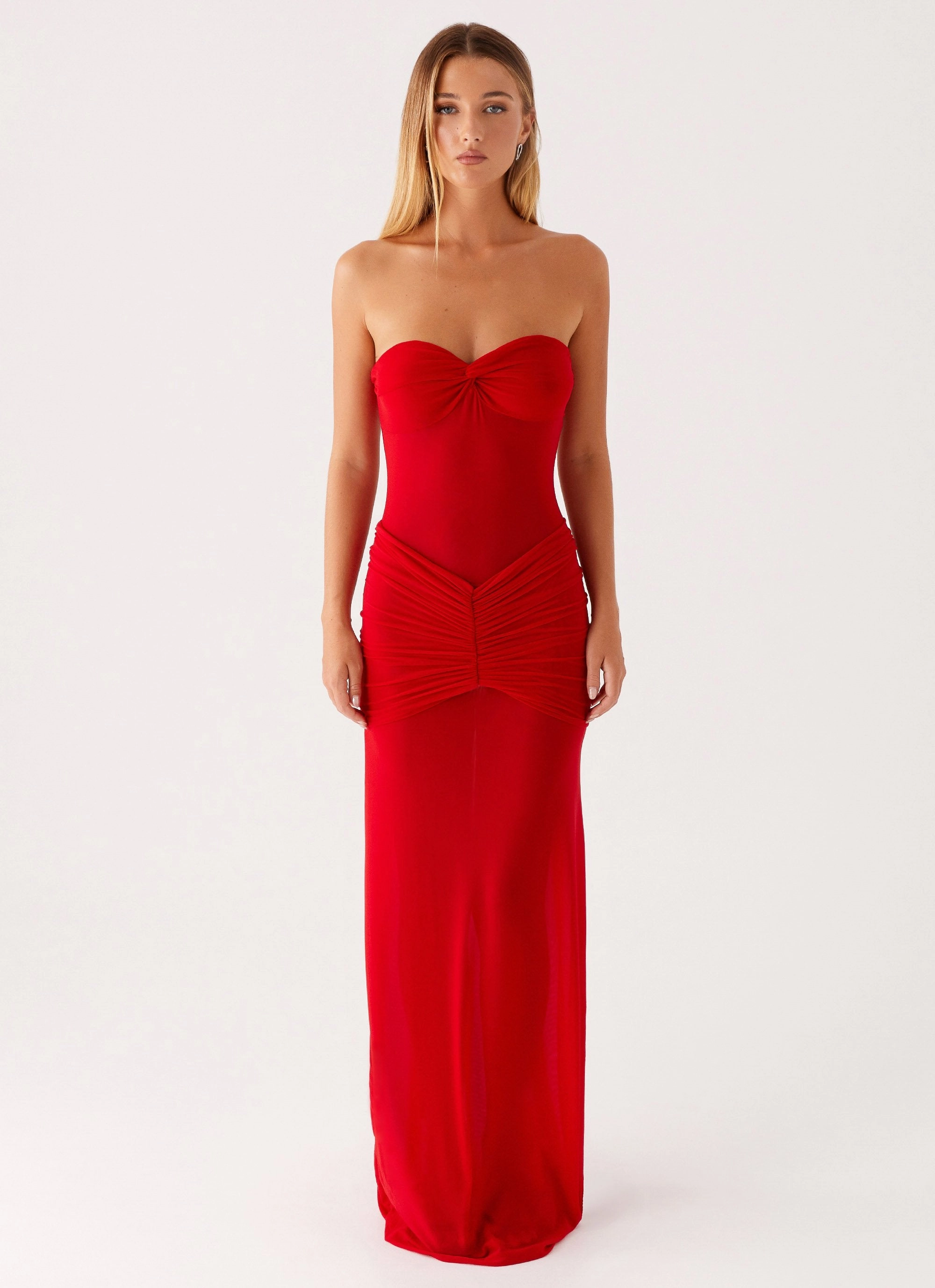 Ottilie Mesh Maxi Dress - Red Breathable-Lining Smart Fabric