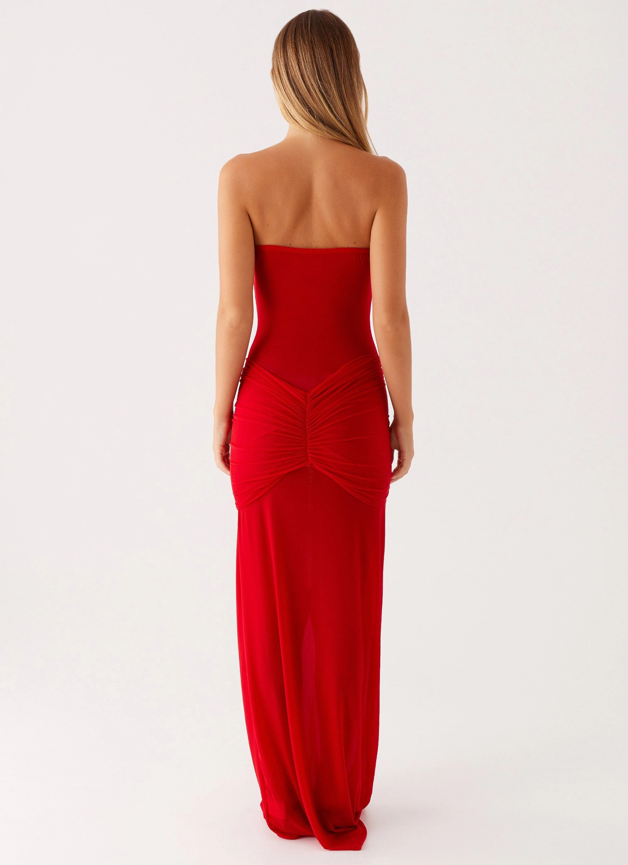 Ottilie Mesh Maxi Dress - Red Crisp Silhouette