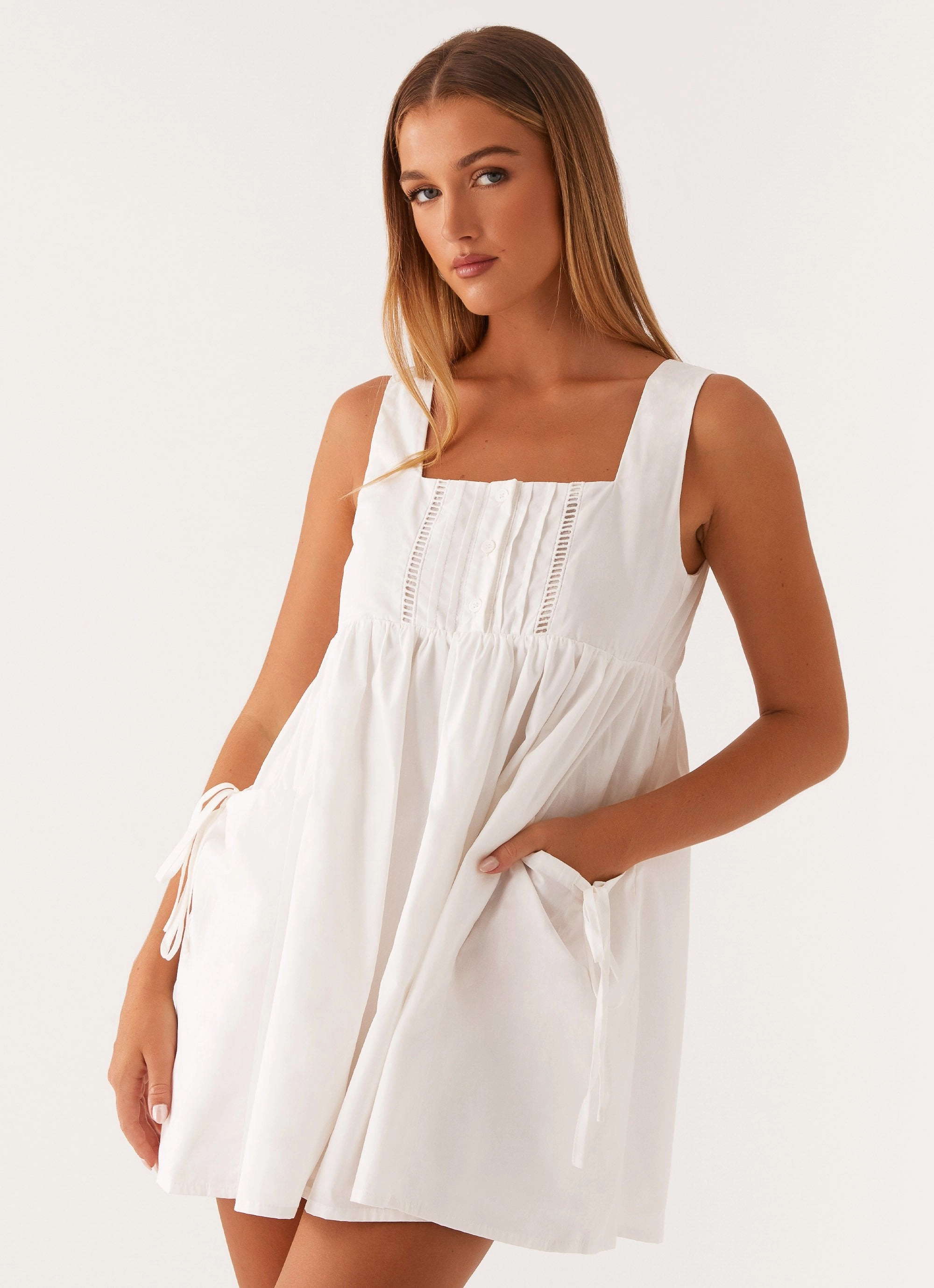 Ottoline Babydoll Mini Dress - White Dress-Up Style Clean Edge