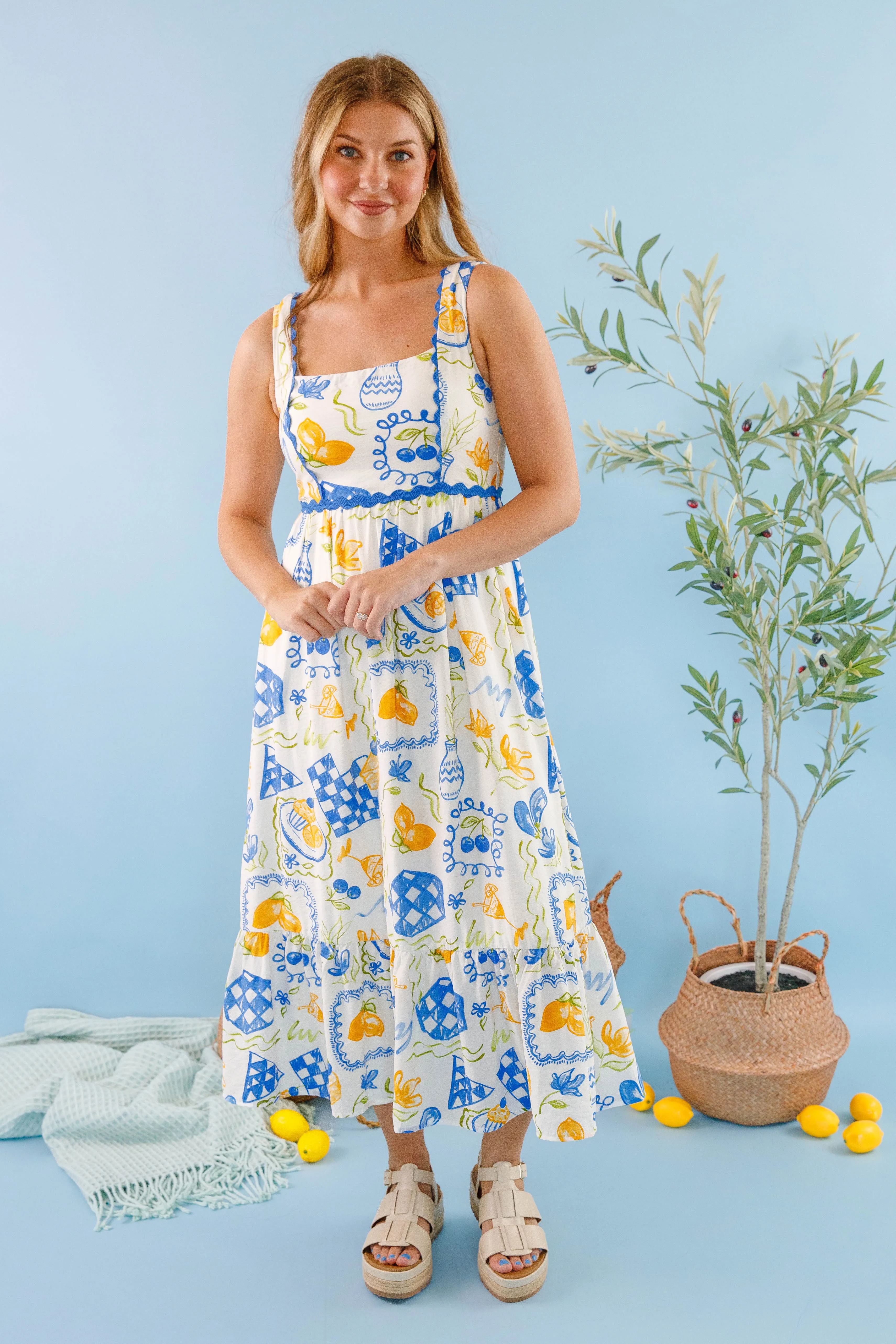 Chilly Comfort Subtle-Print Over For Lunch Midi Dress