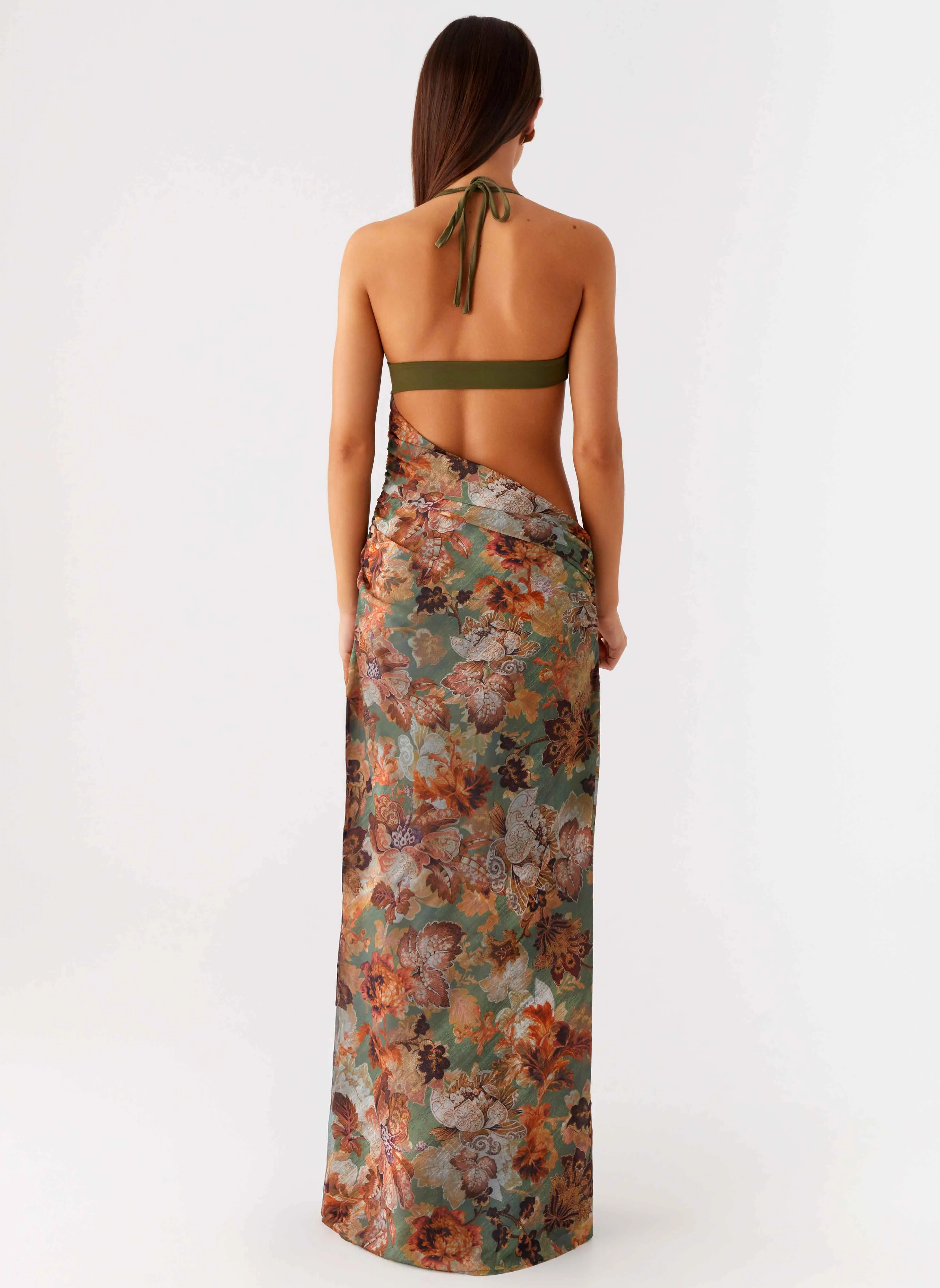 Pastel Sky Shade Soft Overgrown Maxi Dress - Vintage Blossom