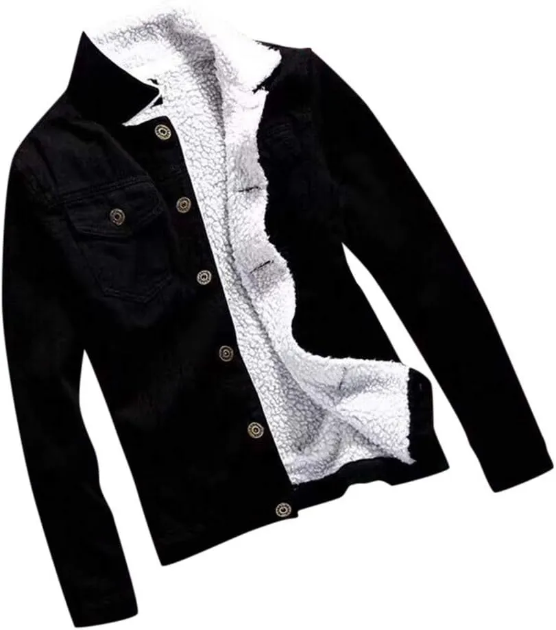 Oversized Denim Coat Jean Jacket Winter Thick Warm Sherpa Fur Lined Denim Trucker Jacket
