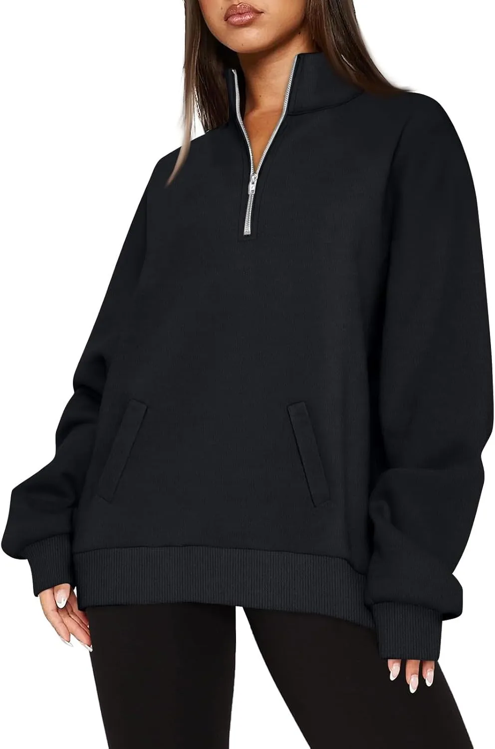 Oversized Quarter Zip Sweatshirts for Women 2024 Fall Pullover Long Sleeve Hoodies Sweaters Winter Outfits