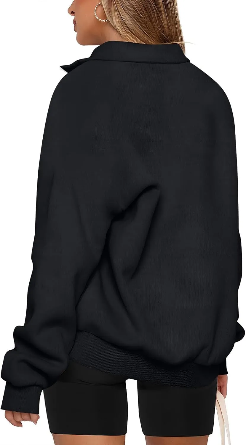 Oversized Quarter Zip Sweatshirts for Women 2024 Fall Pullover Long Sleeve Hoodies Sweaters Winter Outfits