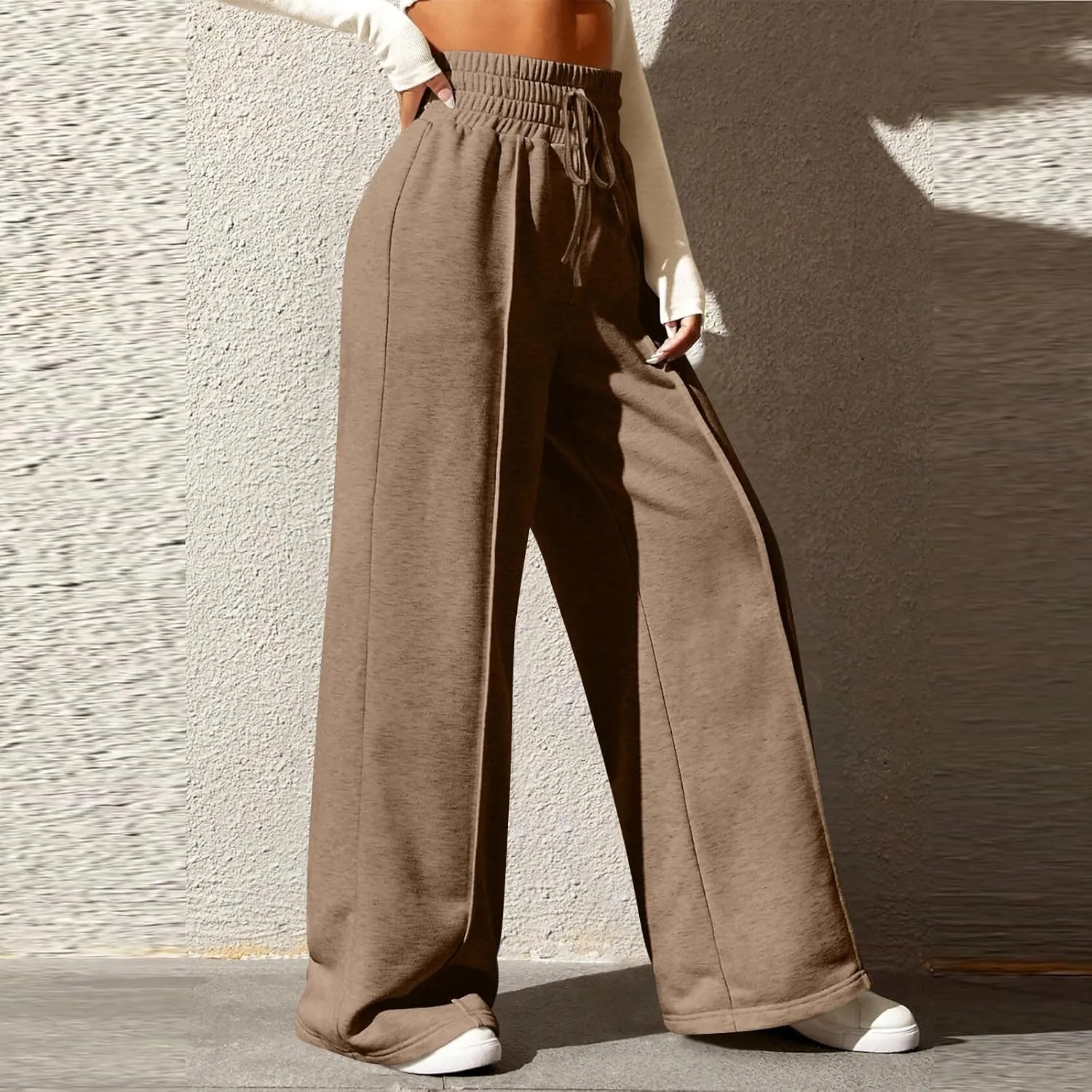 Oversized Sweatpants Women Baggy High Waisted Wide Leg Pants with Pockets Lightweight Drawstring Flare Sweatpants