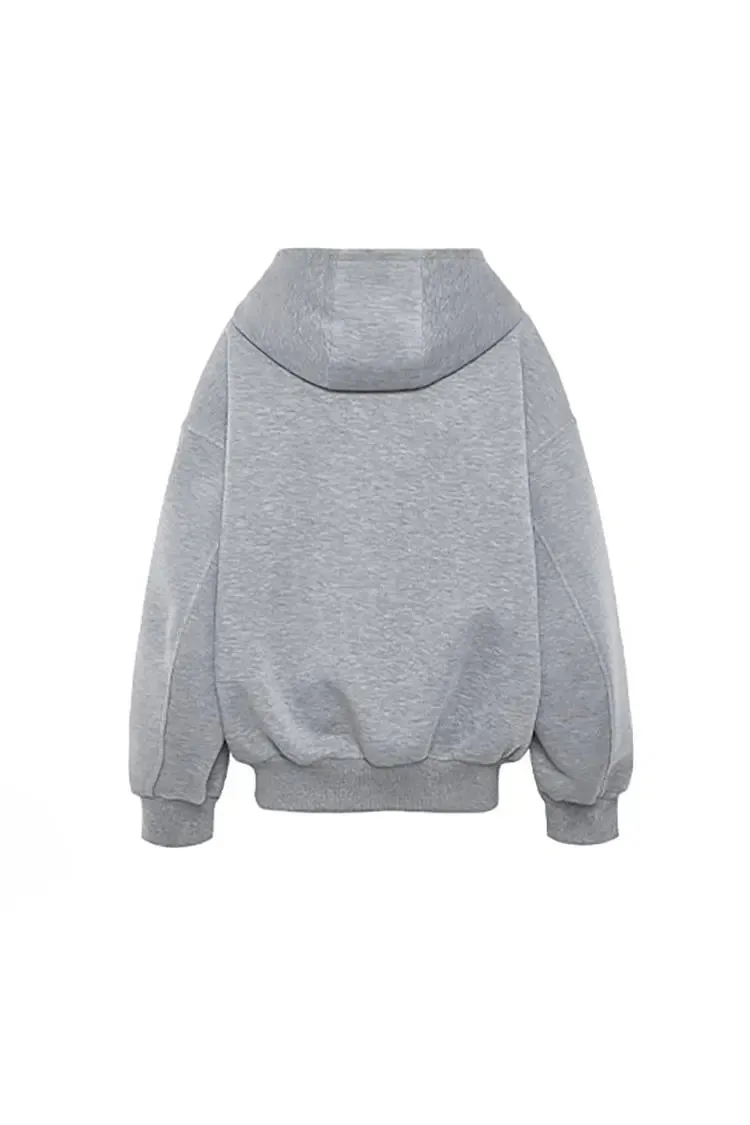 Oversized Zip Up Hoodie with Baggy Sleeve