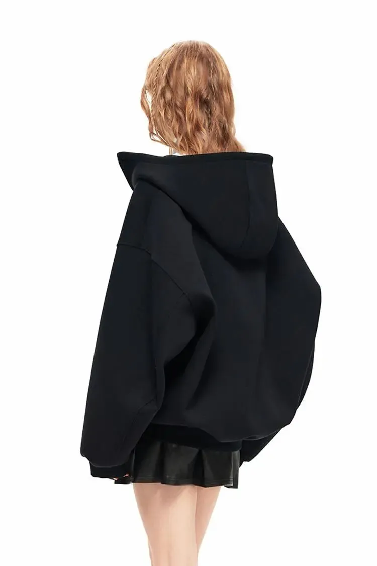 Oversized Zip Up Hoodie with Baggy Sleeve