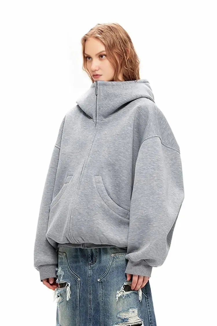 Oversized Zip Up Hoodie with Baggy Sleeve