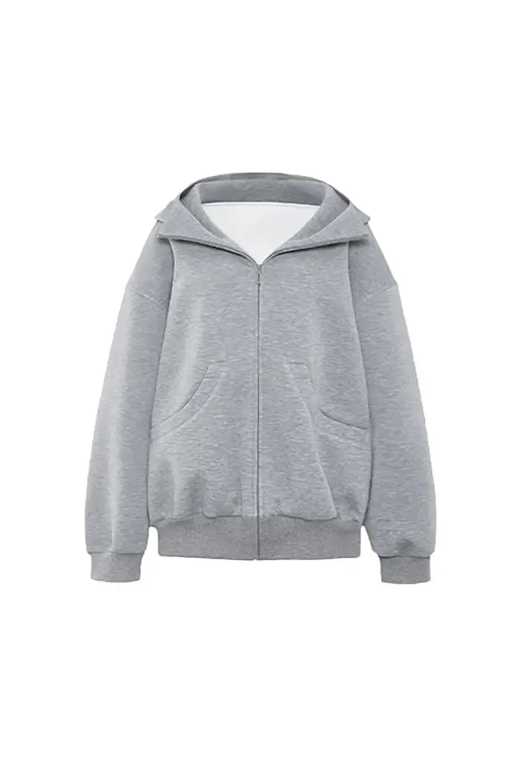 Oversized Zip Up Hoodie with Baggy Sleeve