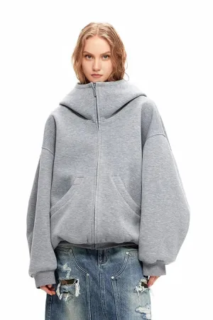 Oversized Zip Up Hoodie with Baggy Sleeve