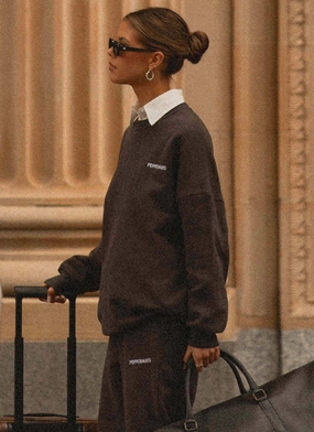 Thick Insulation Signature Oversized Sweatshirt - Charcoal