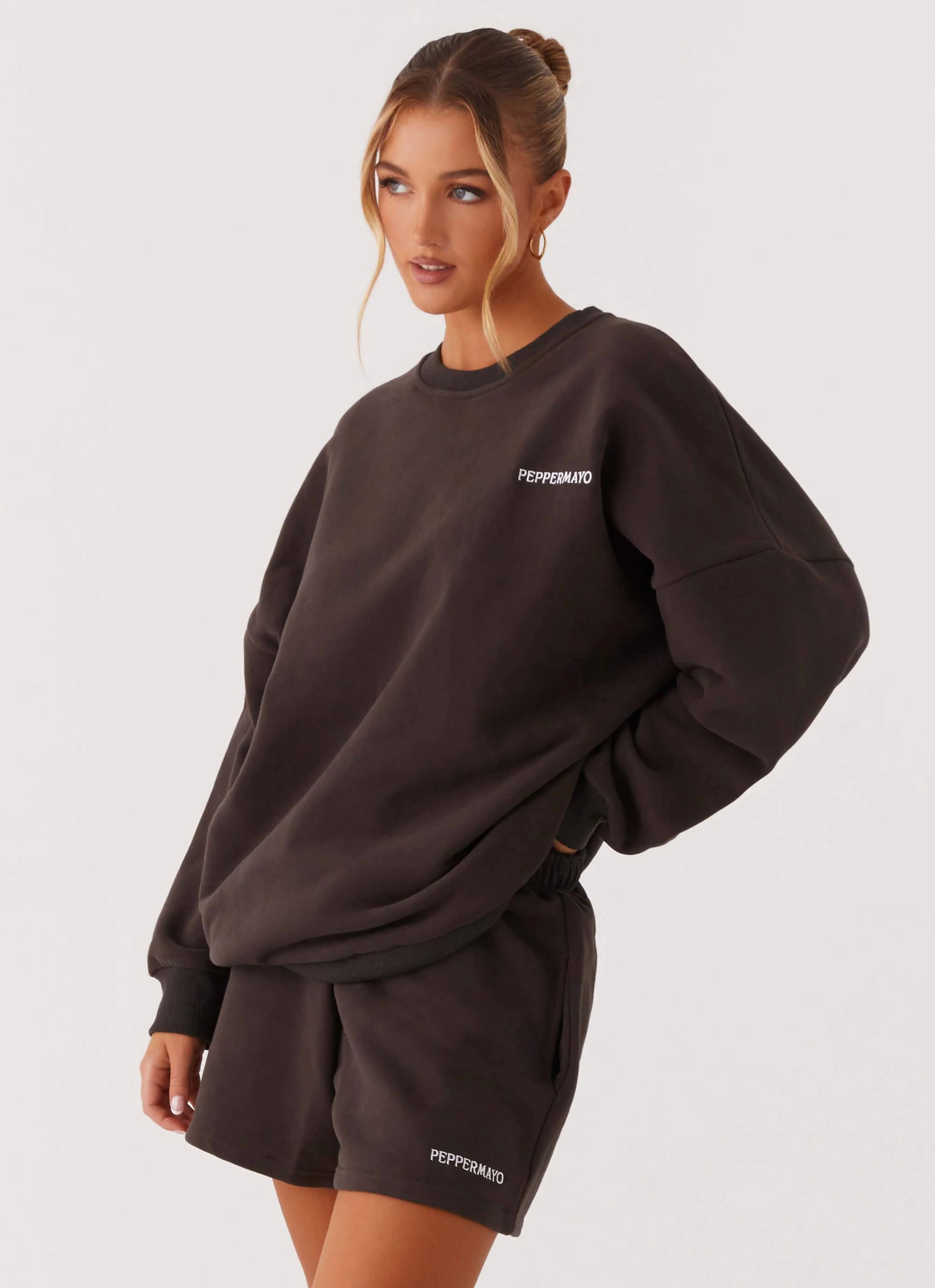 Tailored Silhouette Signature Oversized Sweatshirt - Charcoal