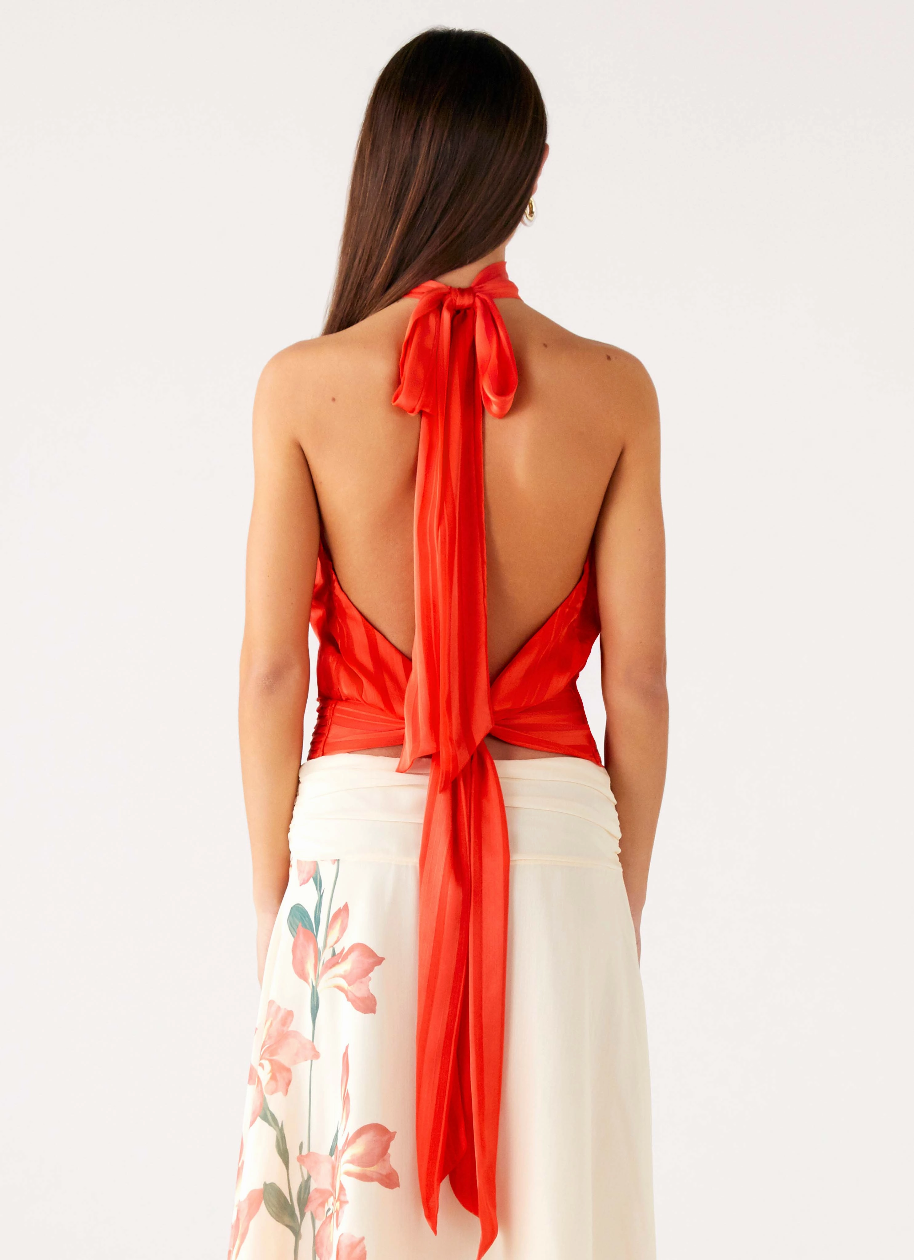 Adjustable Cuff Willow Chiffon Top - Coral