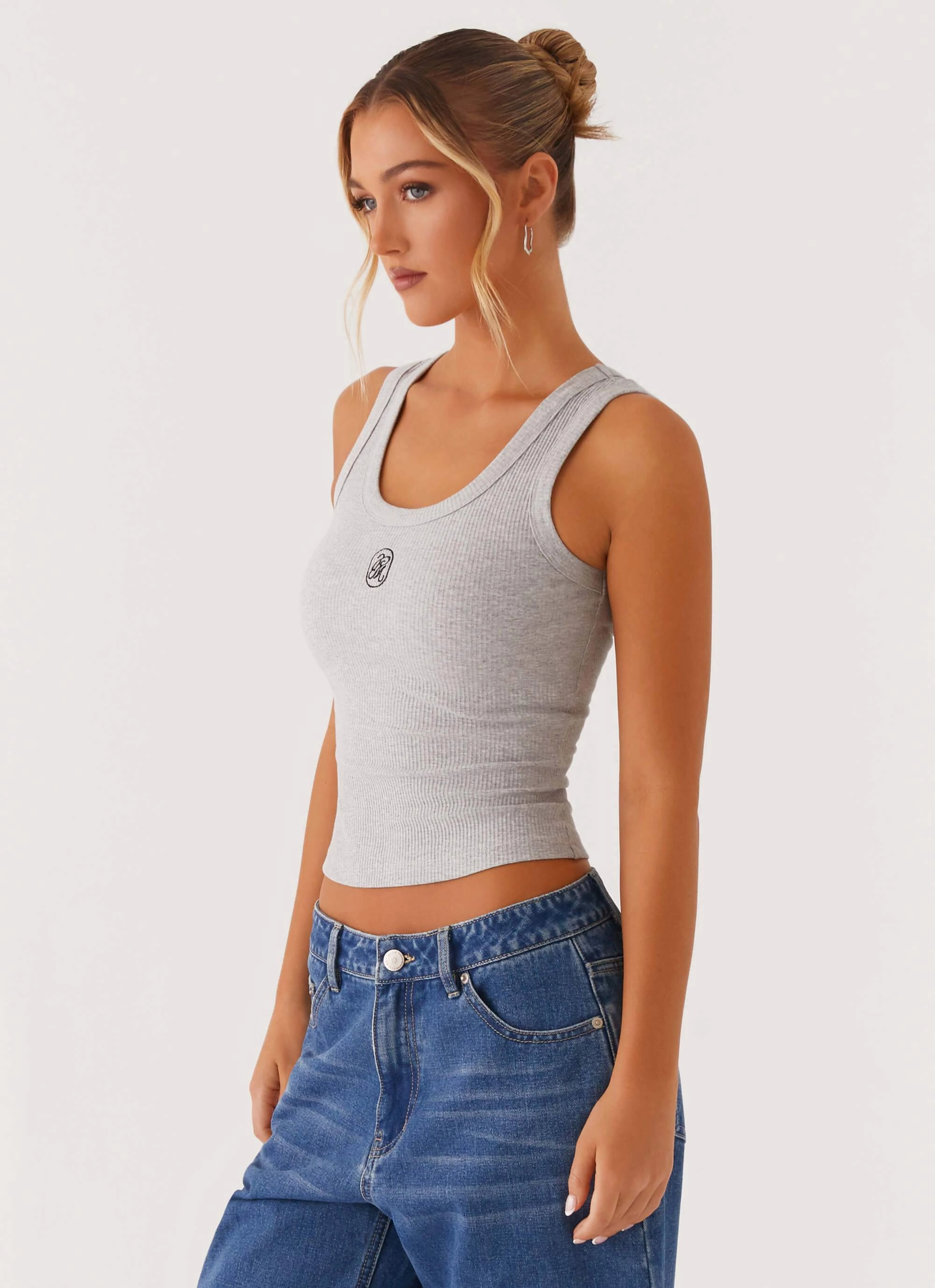 Cozy Fit Antibacterial Fabric Signature Tank Top - Light Grey Marle