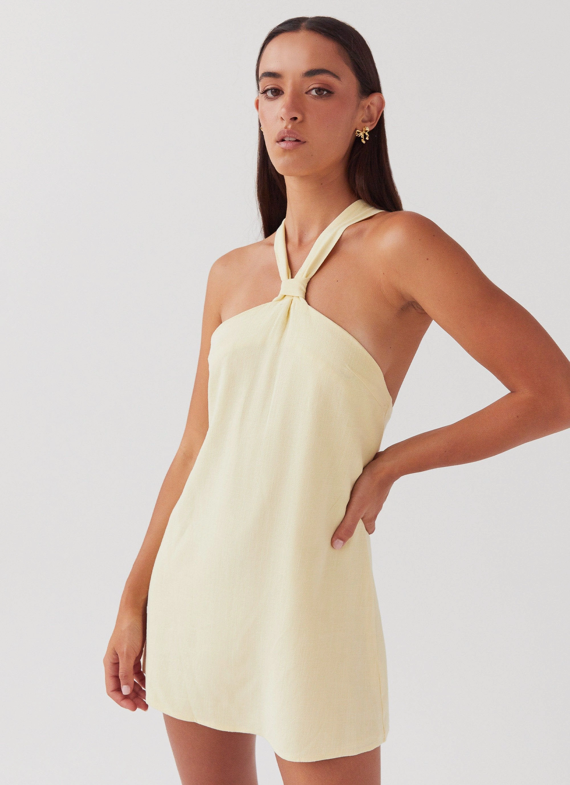Keira Linen Mini Dress - Lemon Simple Comfort