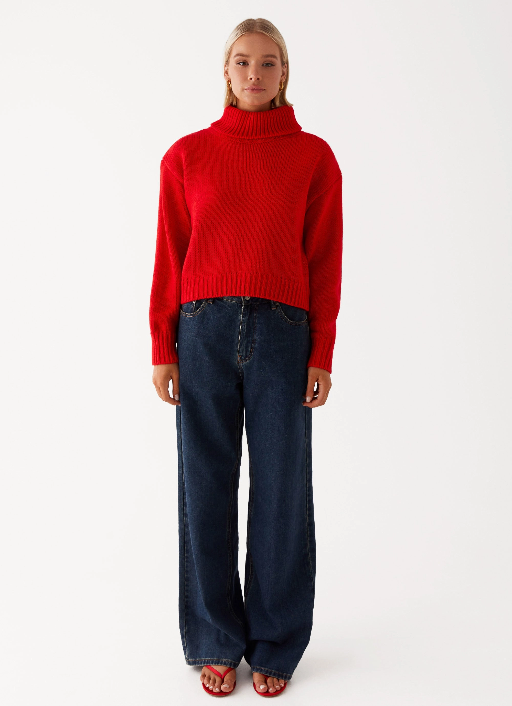 Paint The Town Red Oversized Knit Jumper - Red Interchangeable Liners AntiPilling Finish