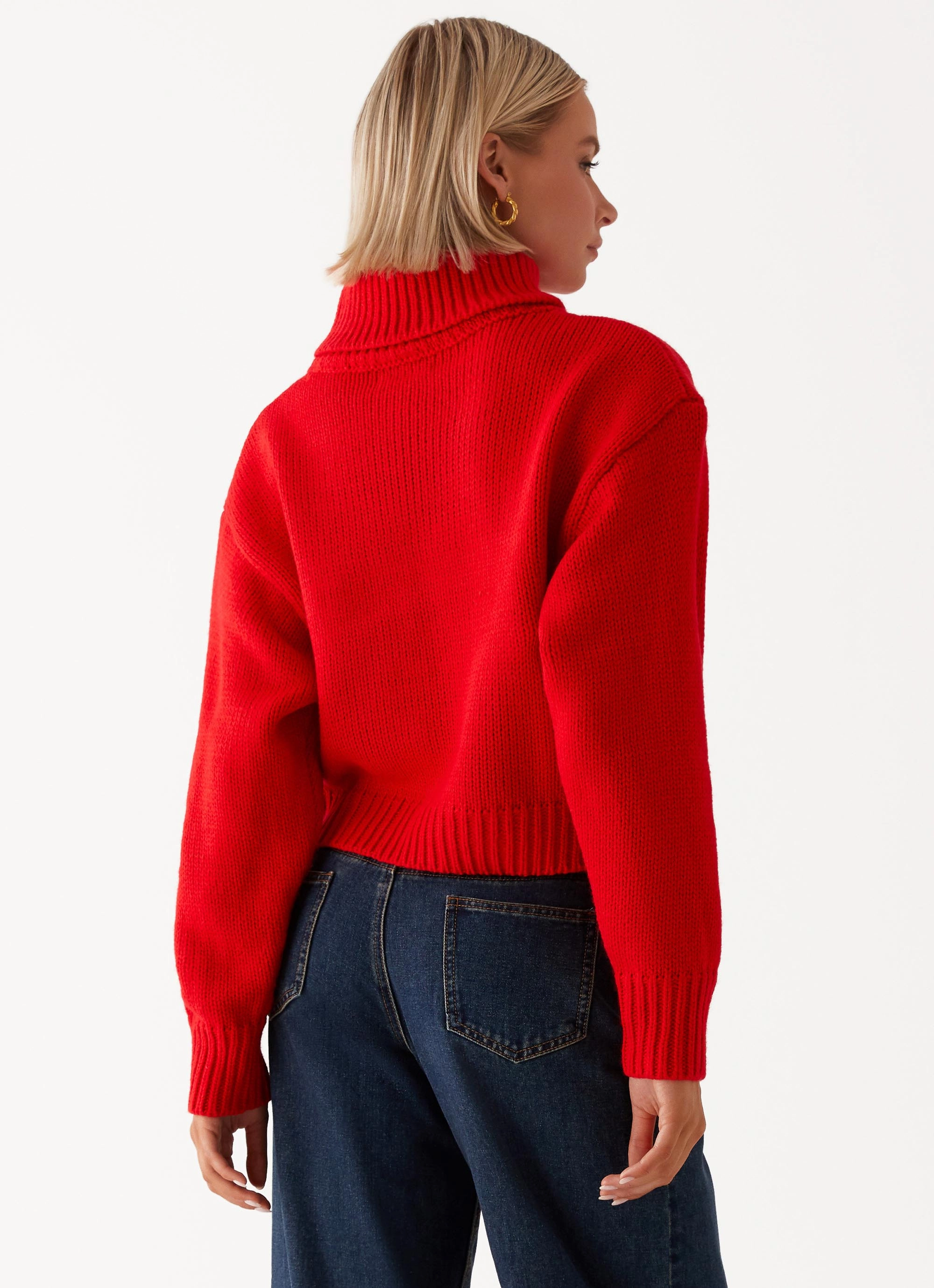 Clean Lines High Performance Blend Paint The Town Red Oversized Knit Jumper - Red