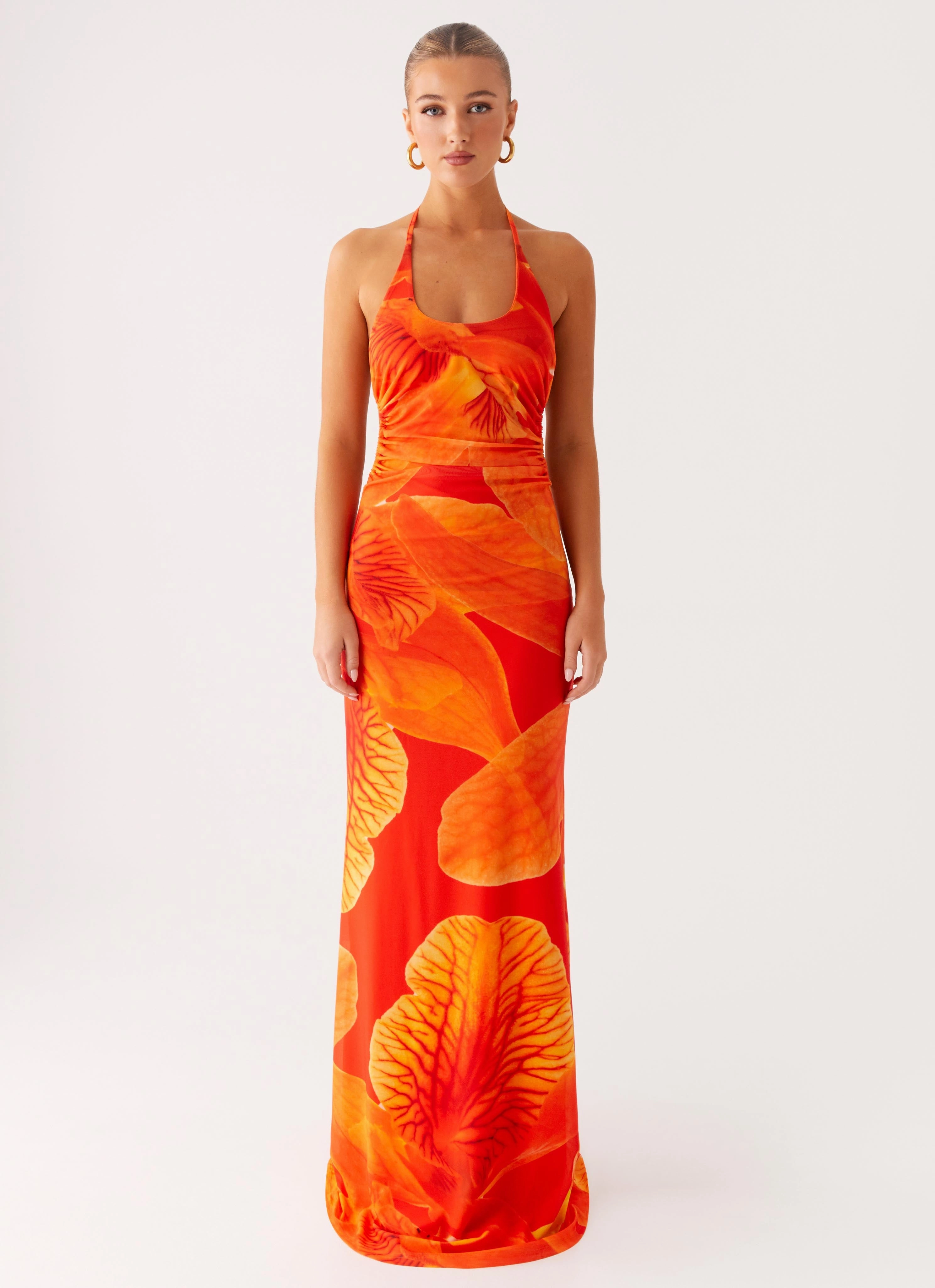 Classic Grace Palawan Mesh Maxi Dress - Orange Floral