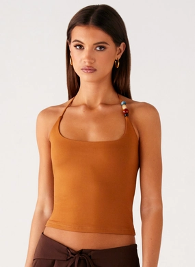 Palm Beach Top - Tan Vintage Hoodie Soft Material