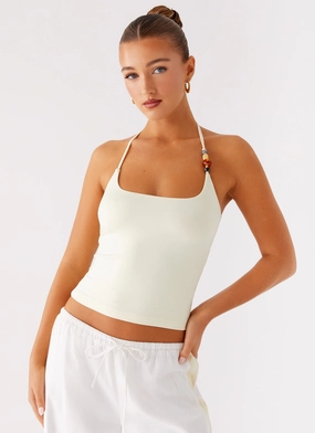 Wrinkle resistant fabric Palm Beach Top - Yellow