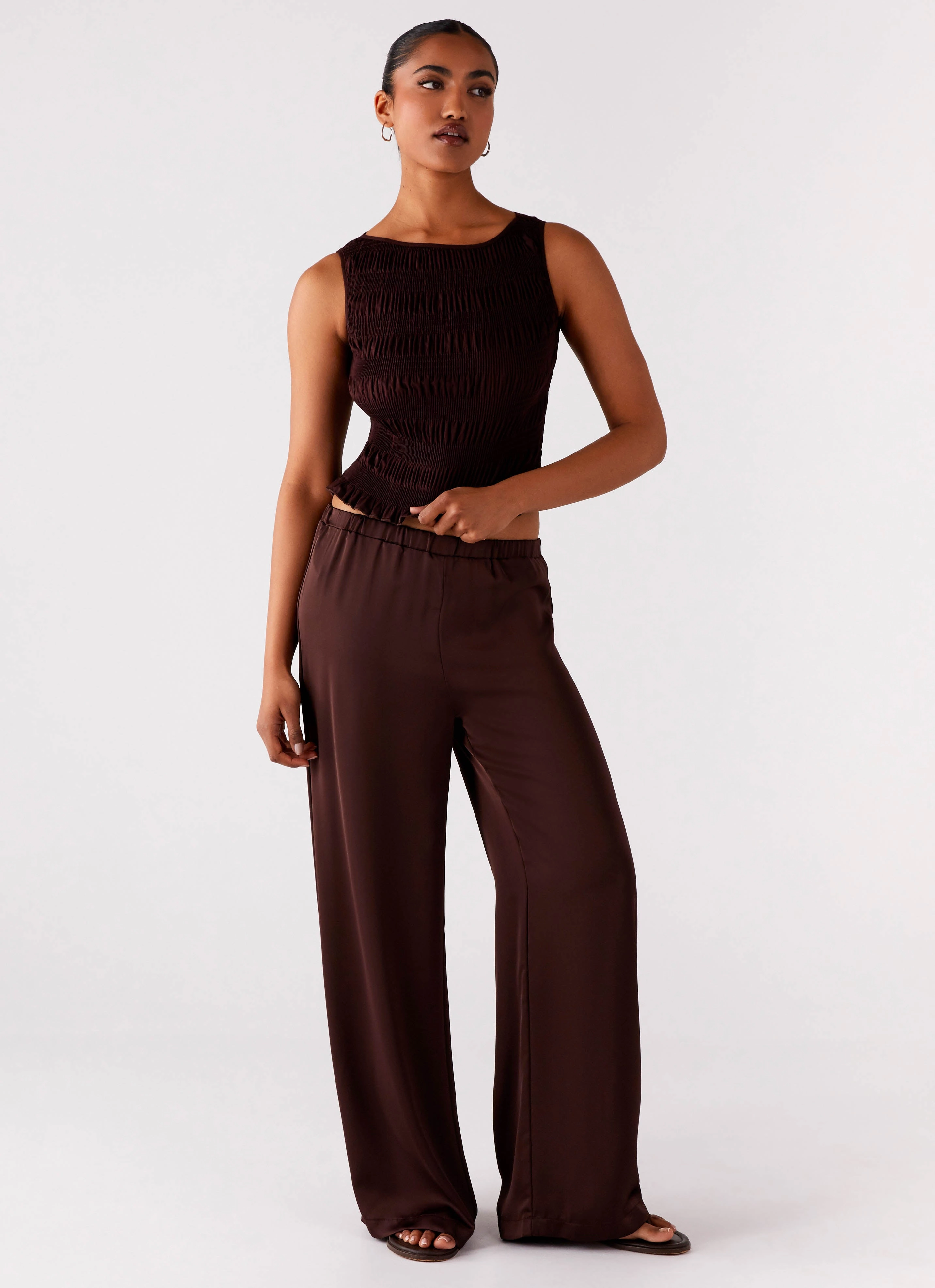 Palm Cove Satin Pants - Chocolate High Mobility Air Comfort