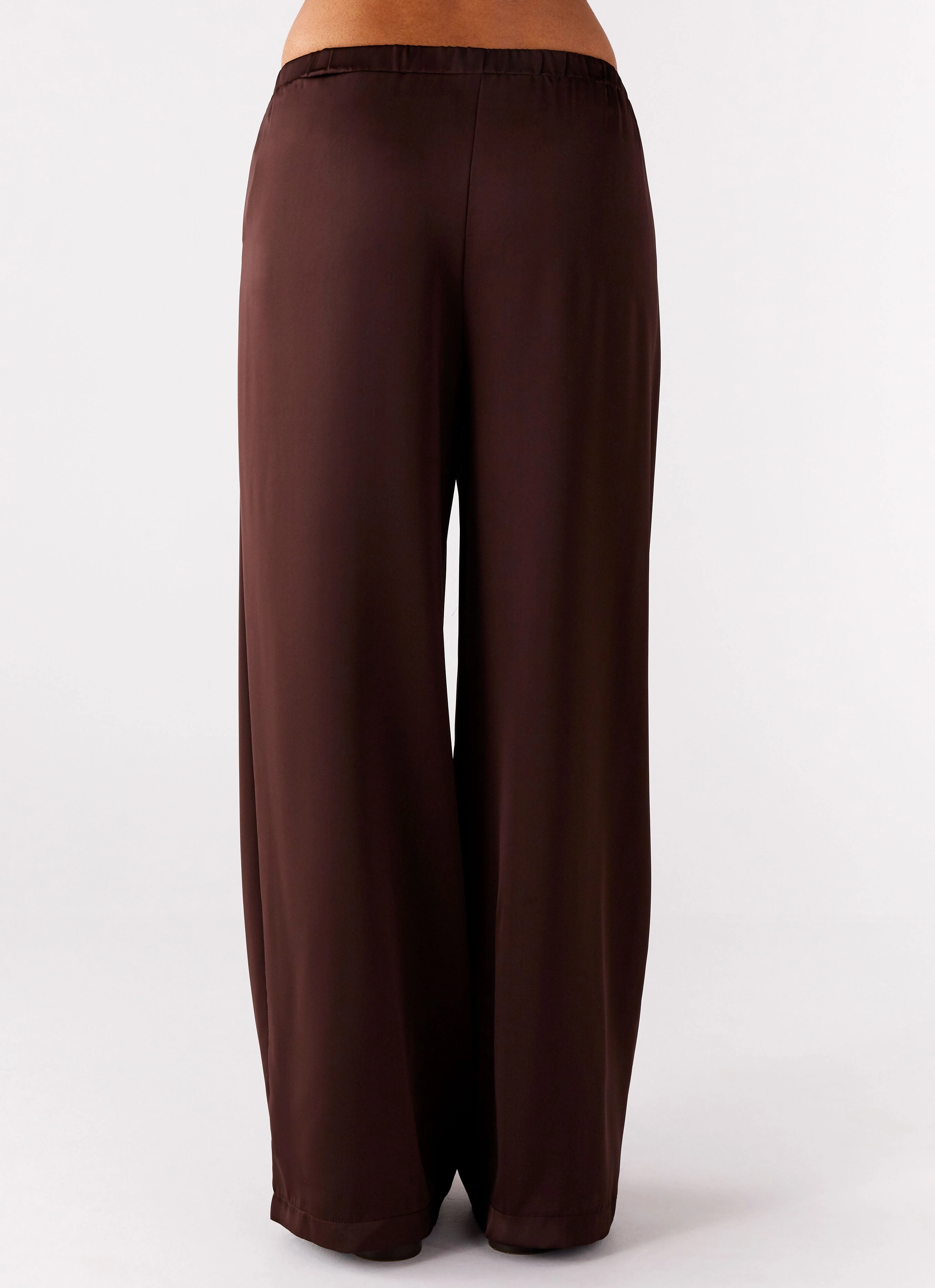 Palm Cove Satin Pants - Chocolate Secure fit