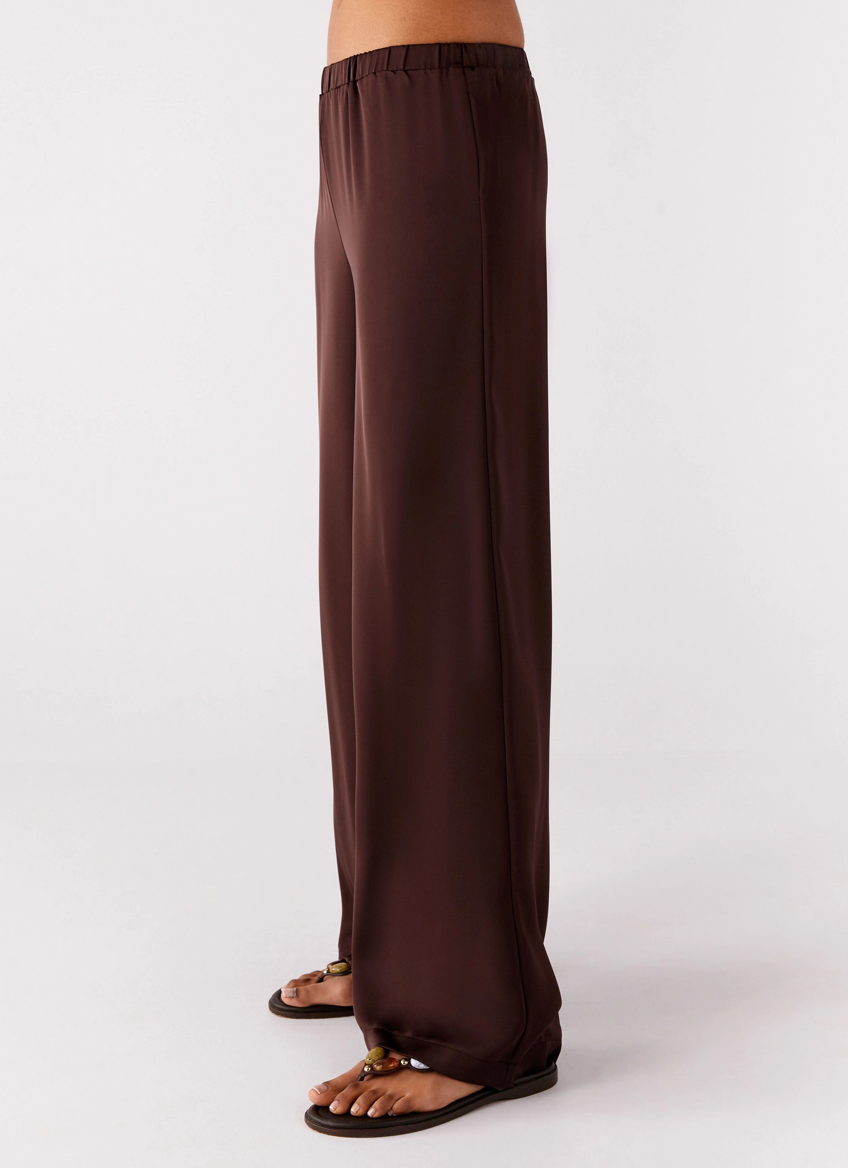 Palm Cove Satin Pants - Chocolate All Day Fit Outdoor Activity