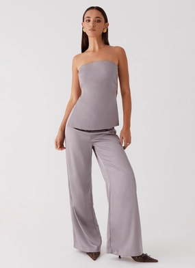 Stylish Fit WindproofLayer Palm Cove Satin Pants - Grey