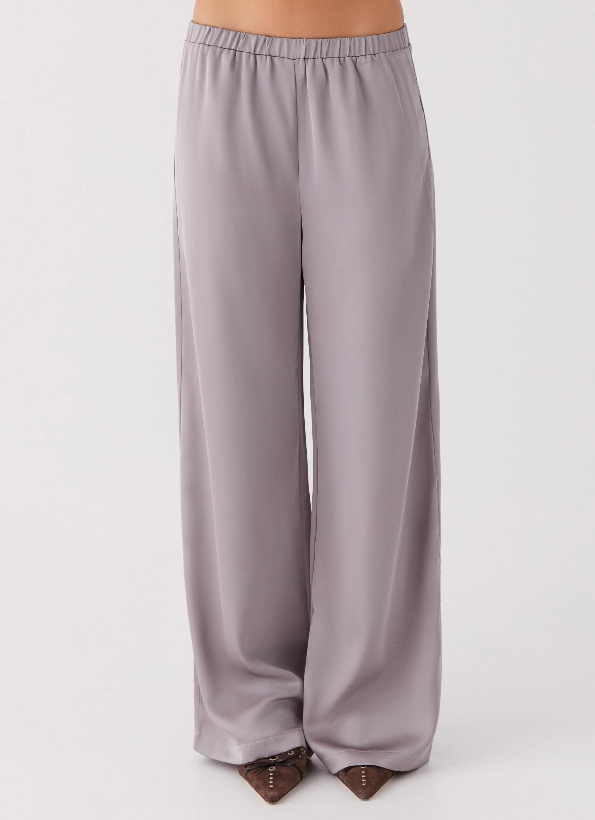 Palm Cove Satin Pants - Grey QuickReleaseClosures