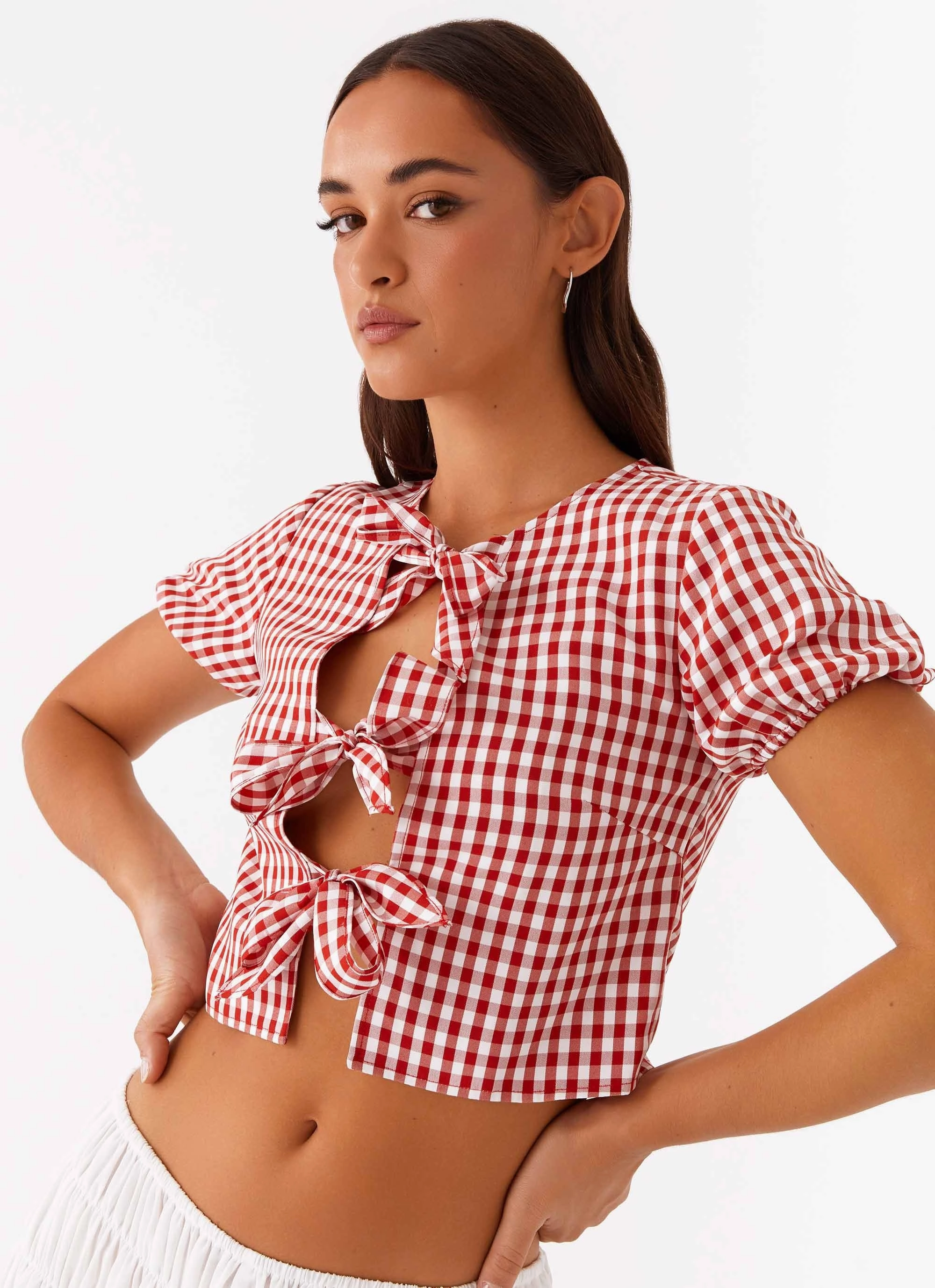 Pandora Blouse - Red Gingham AbrasionResistant