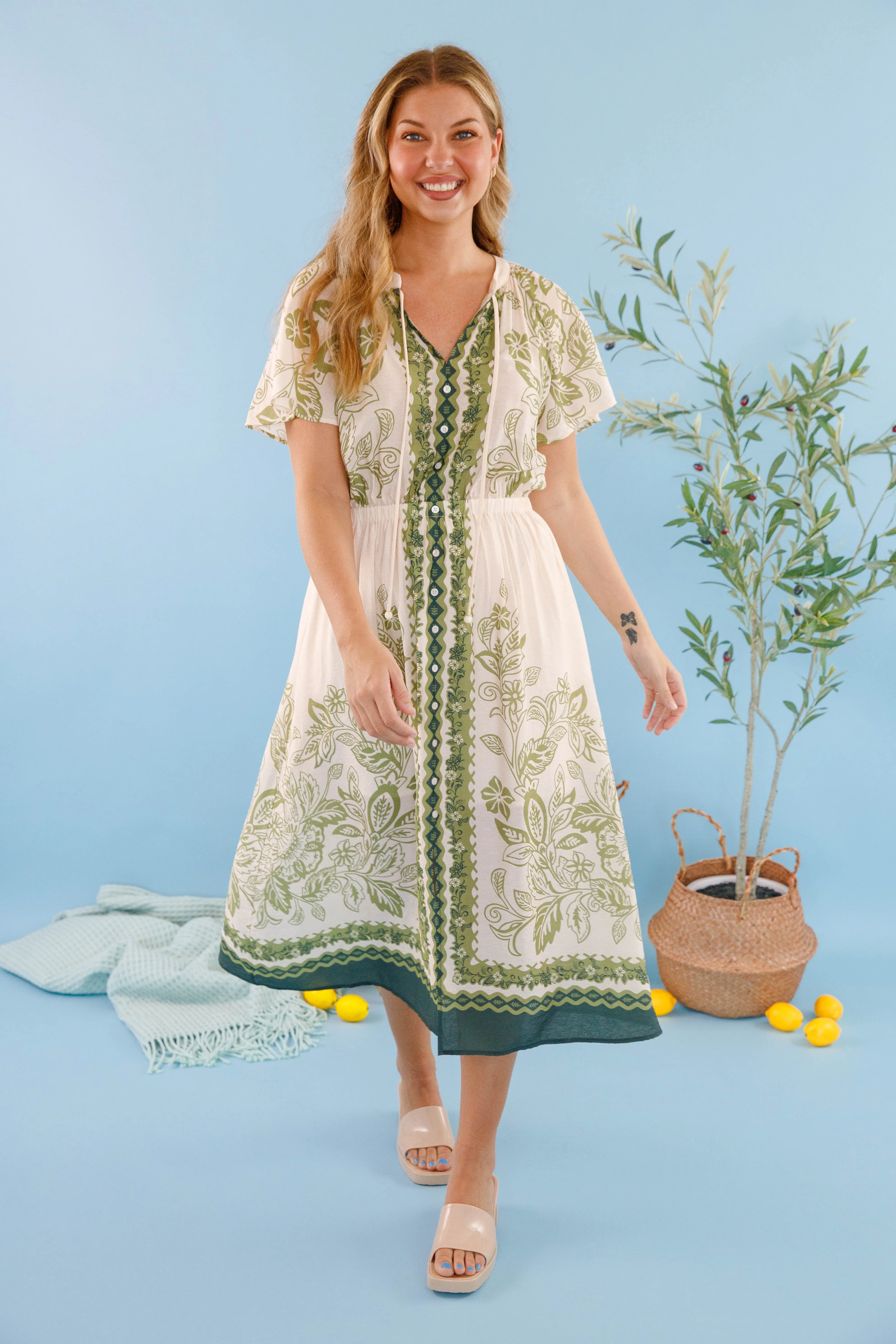 Luxury-Fabric Bright bold dress Step Into Summer Midi Dress