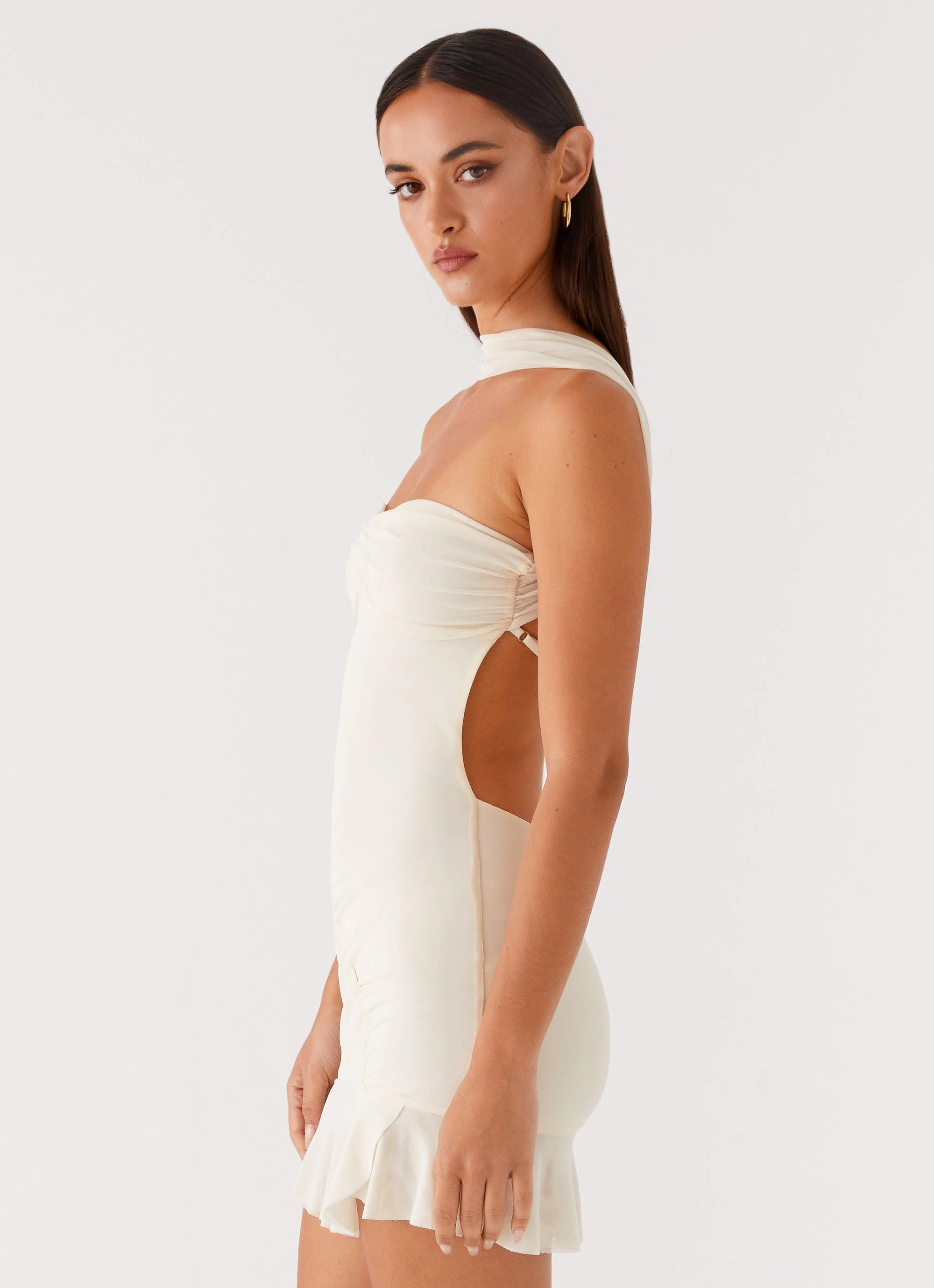 Pari Open Back Mini Dress - Ivory Smart Silhouette