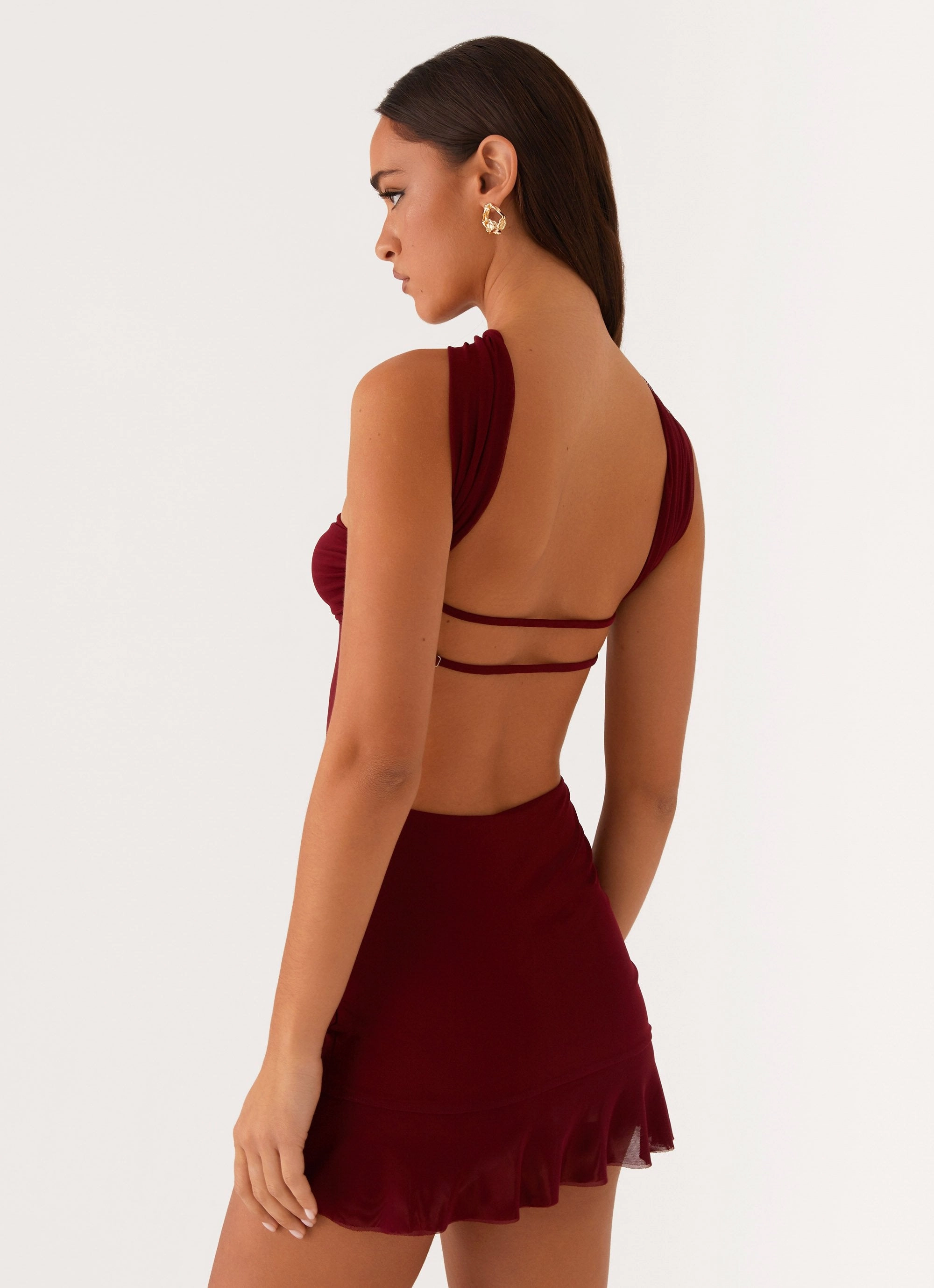 Pari Open Back Mini Dress - Mulberry Travel Essential Versatile Edge