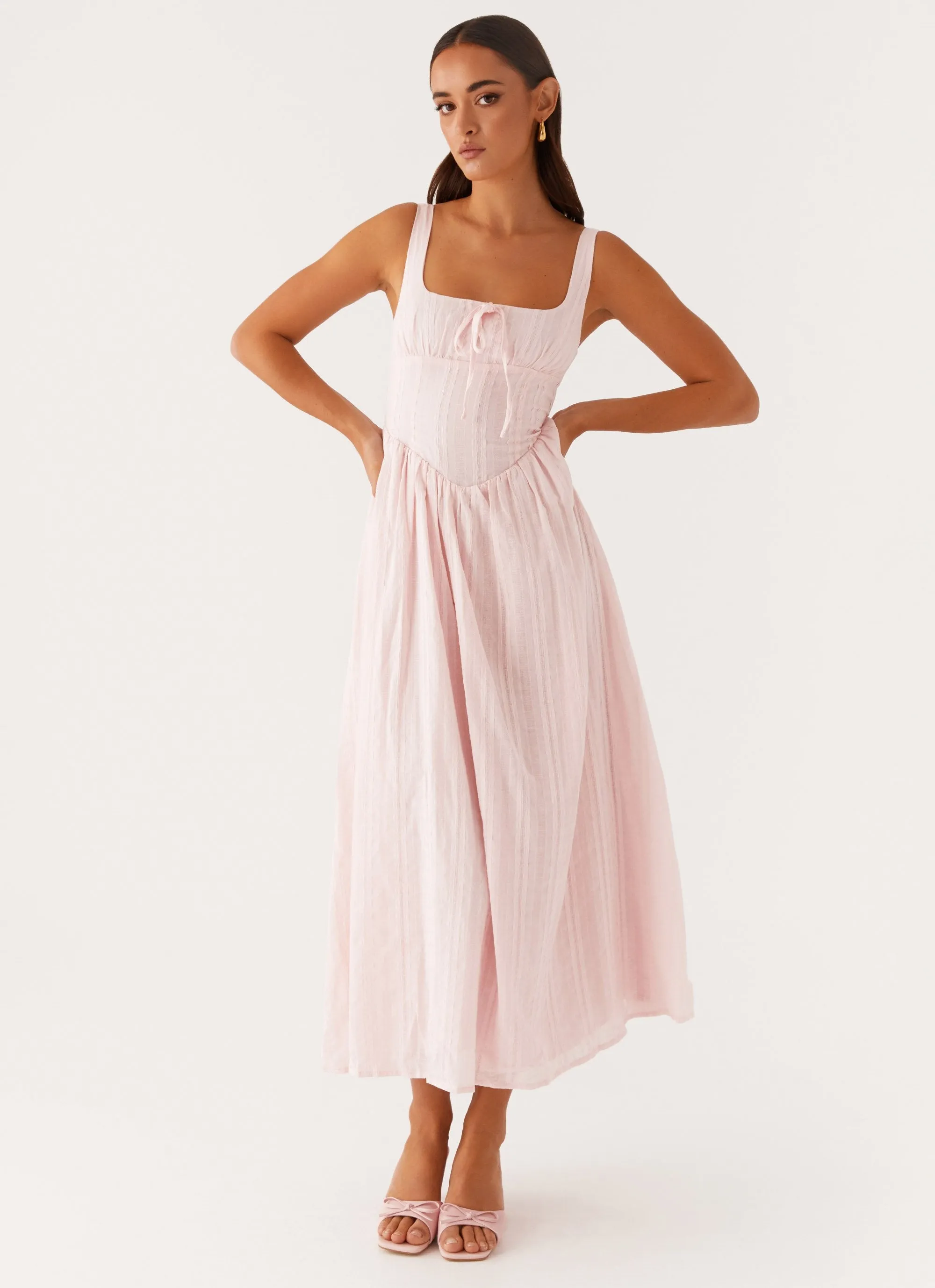 Pascuelle Midi Dress - Pink Sleek Appearance