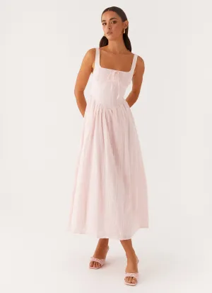 Pascuelle Midi Dress - Pink Shiny surface Timeless Touch