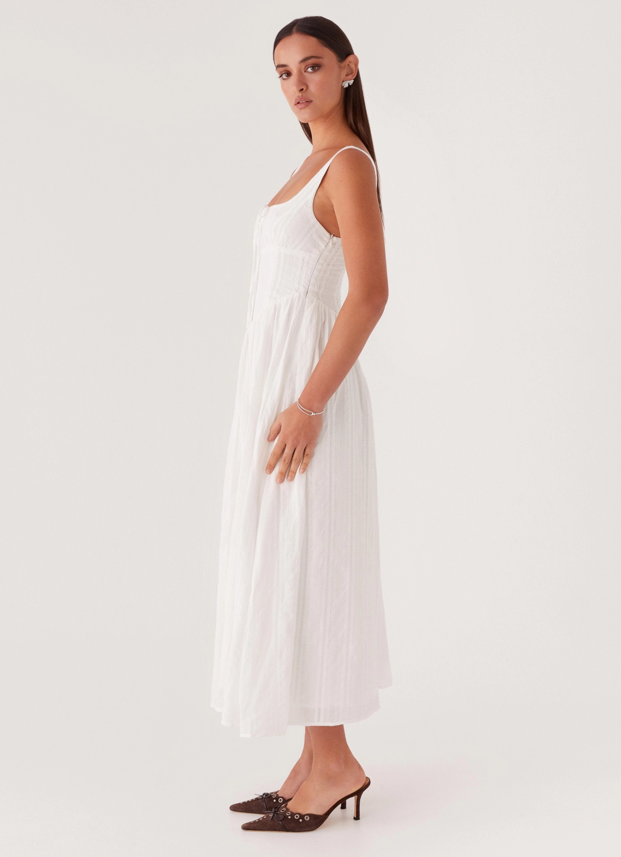 Pascuelle Midi Dress - White Modern Texture