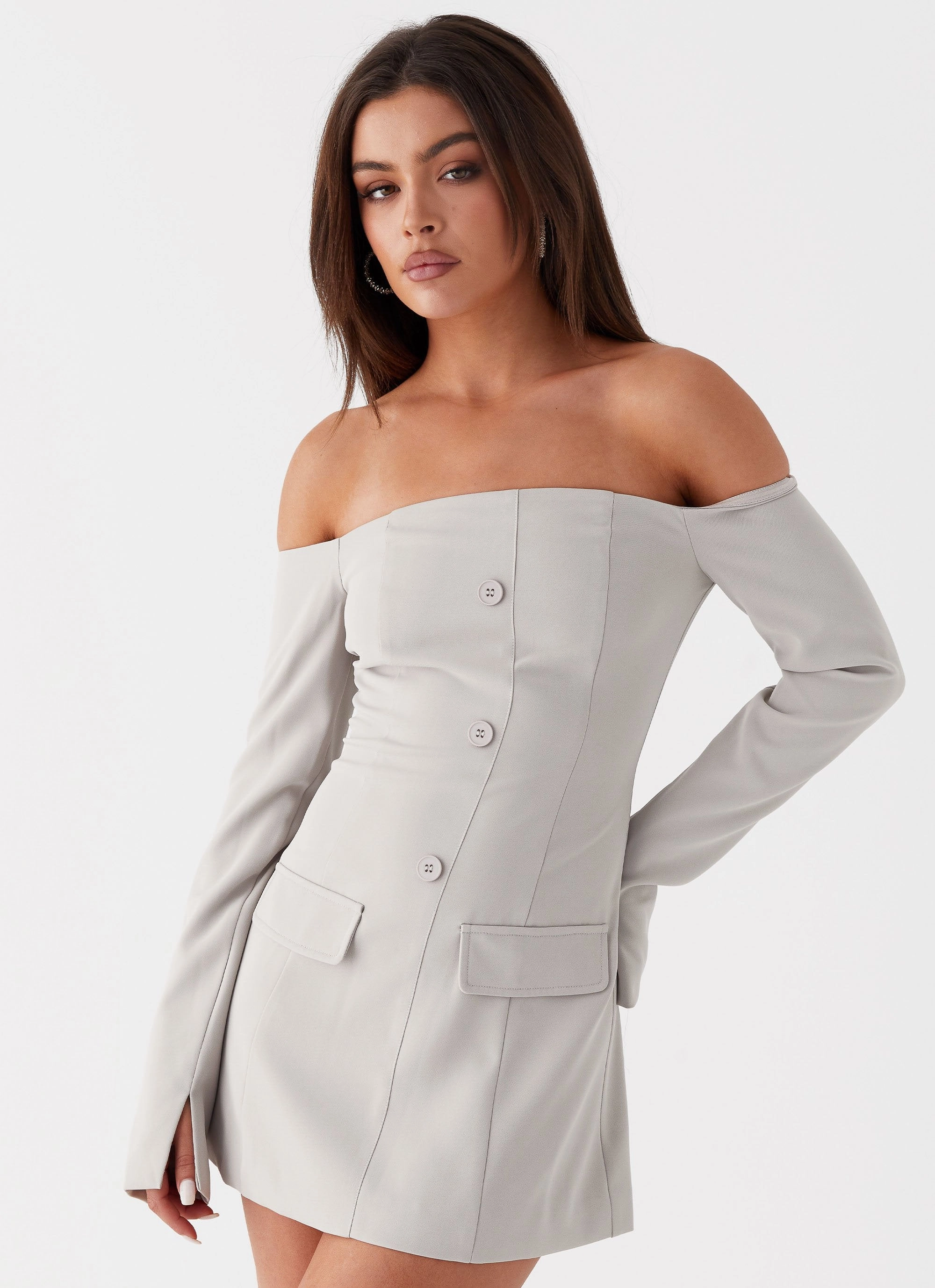 Dominique Blazer Mini Dress - Grey Inclusive Fit Villa Mood