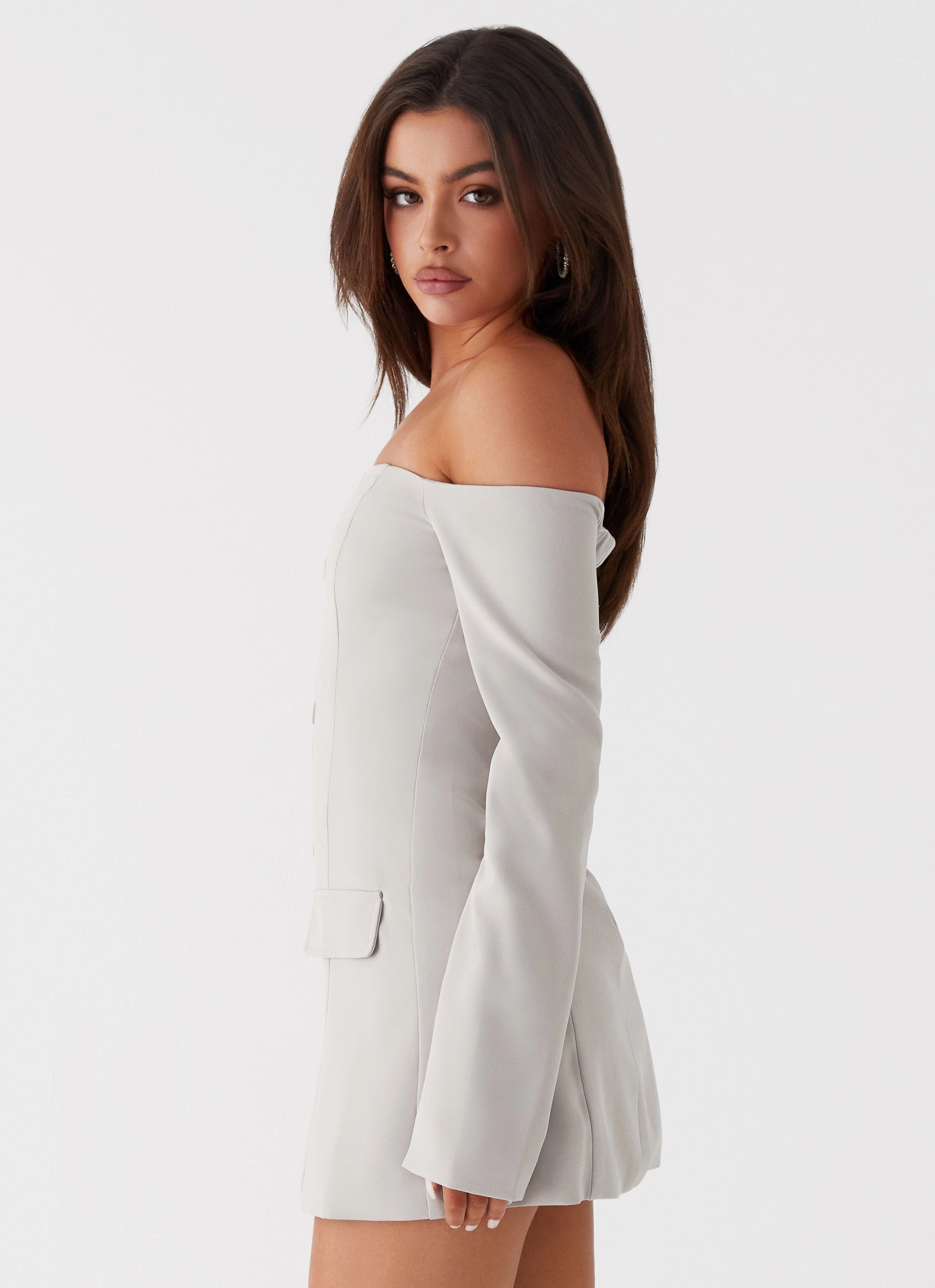 Travel-friendly Inclusive Fit Dominique Blazer Mini Dress - Grey