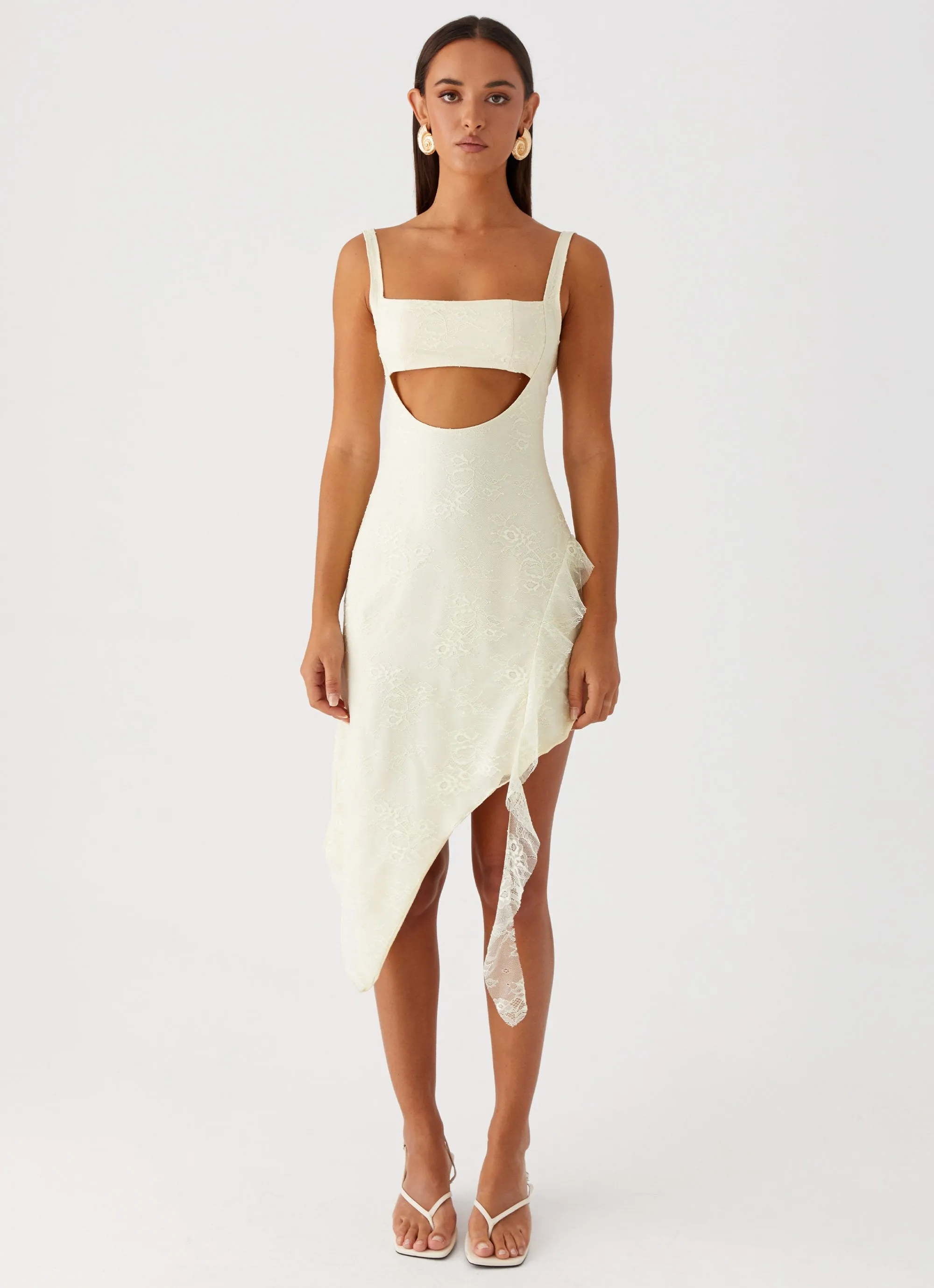 Patricia Midi Dress - Yellow Confident Mood Square Neck
