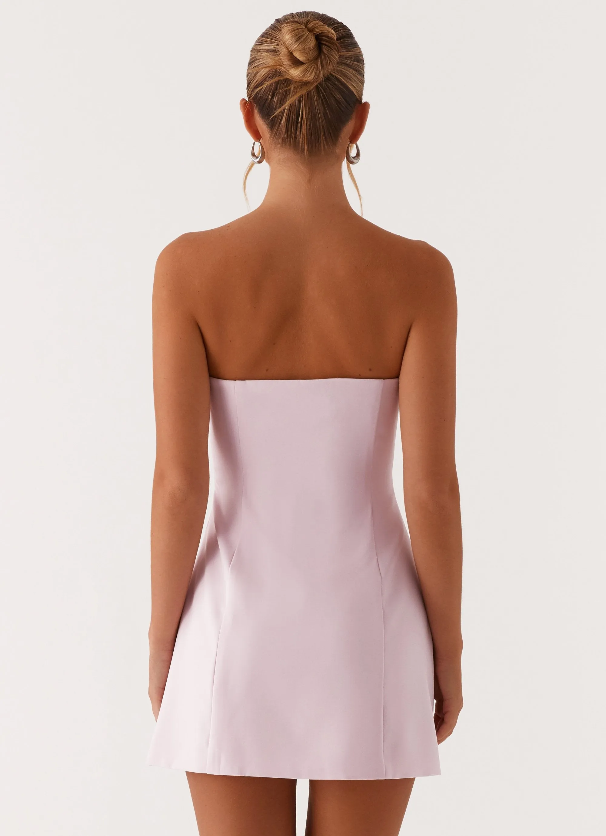 Patsie Strapless Mini Dress - Pink Glossy Fabric