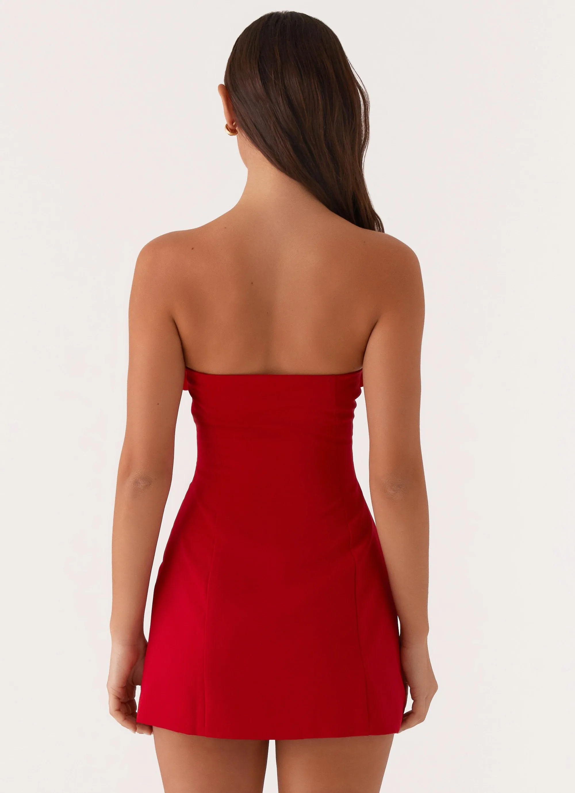 Modern and Feminine Clean Cut Patsie Strapless Mini Dress - Red