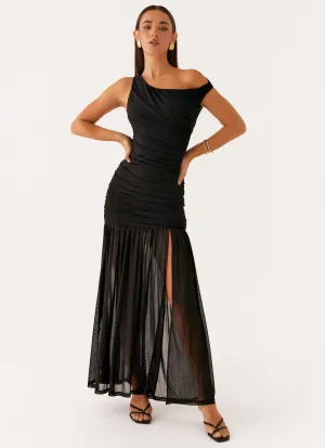 Hook-And-Eye Slit Detail Pavilion Maxi Dress - Black