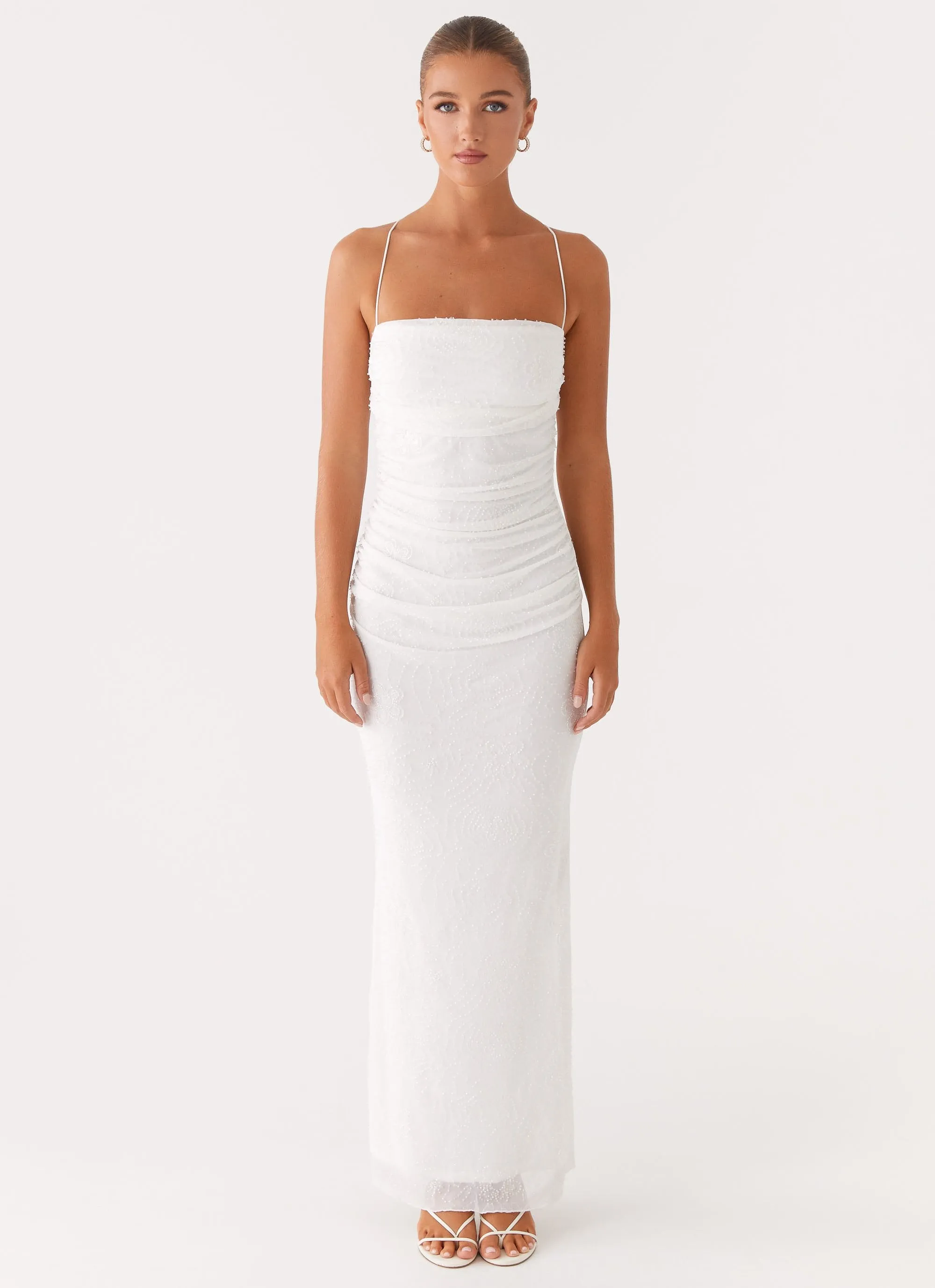 Gentle Shine Paxton Beaded Maxi Dress - White