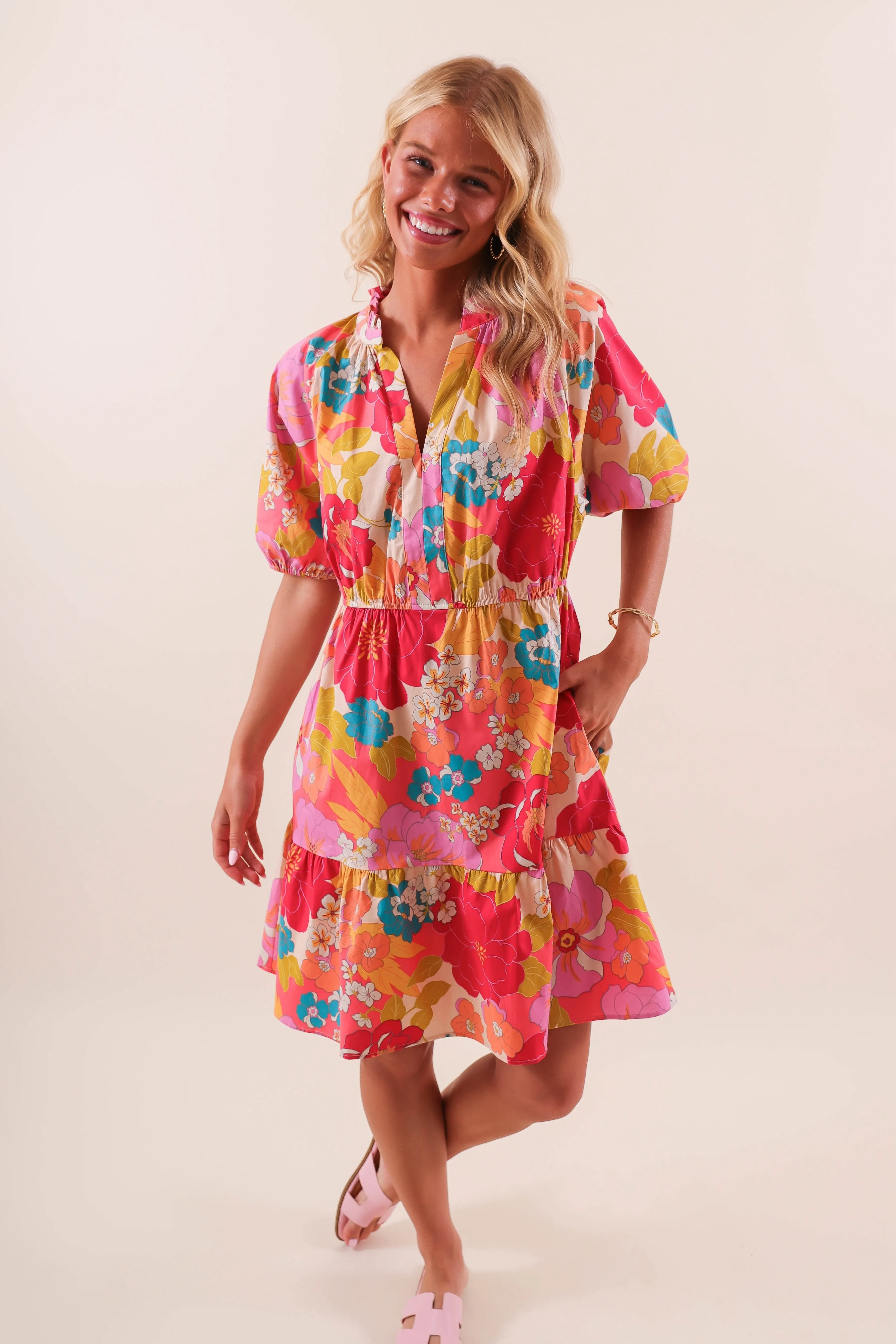 Refined fit My Garden Club Dress-Coral