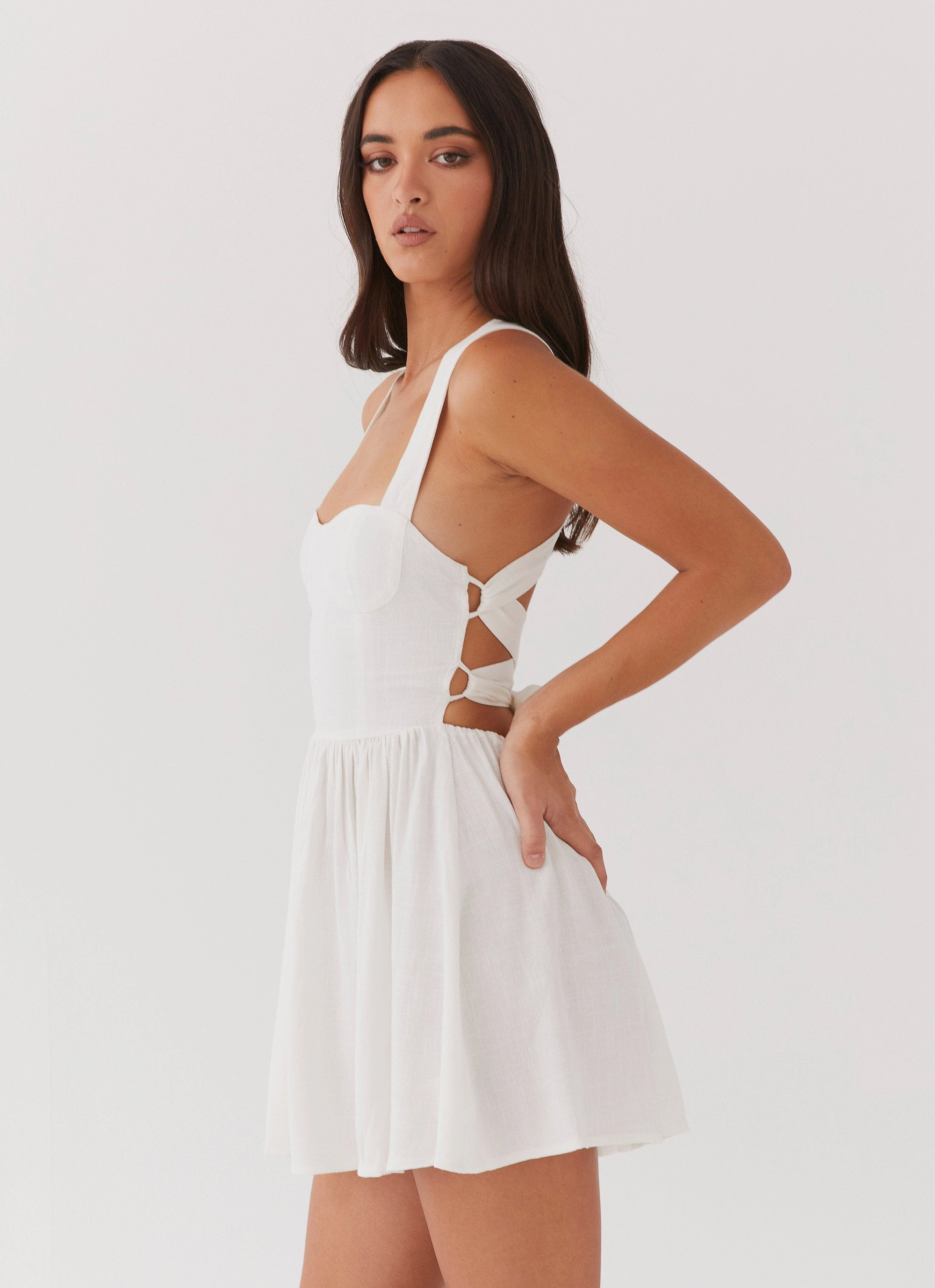 Bold Touch Penelope Linen Mini Dress - Ivory