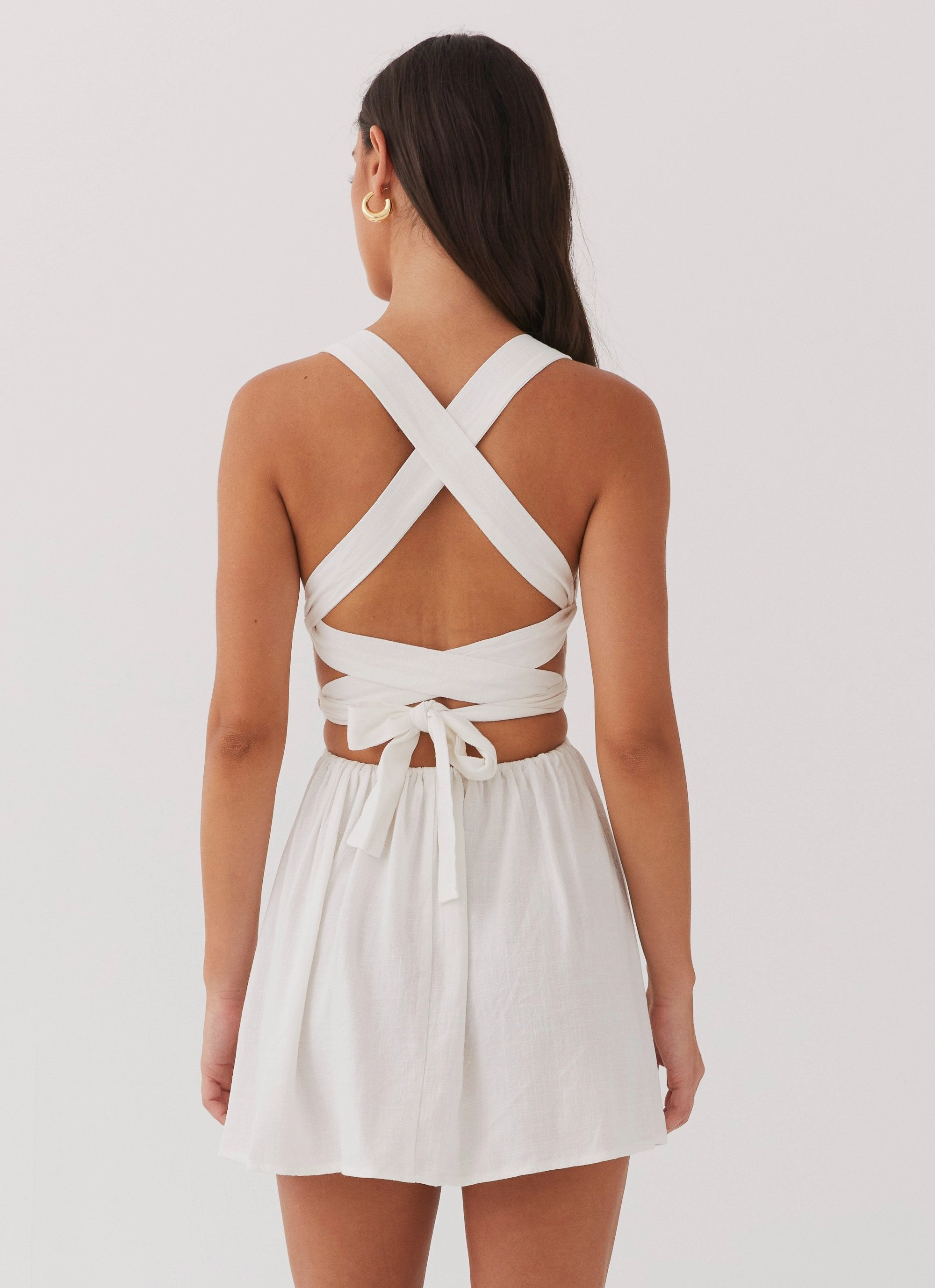 Flattering Fit for All Penelope Linen Mini Dress - Ivory